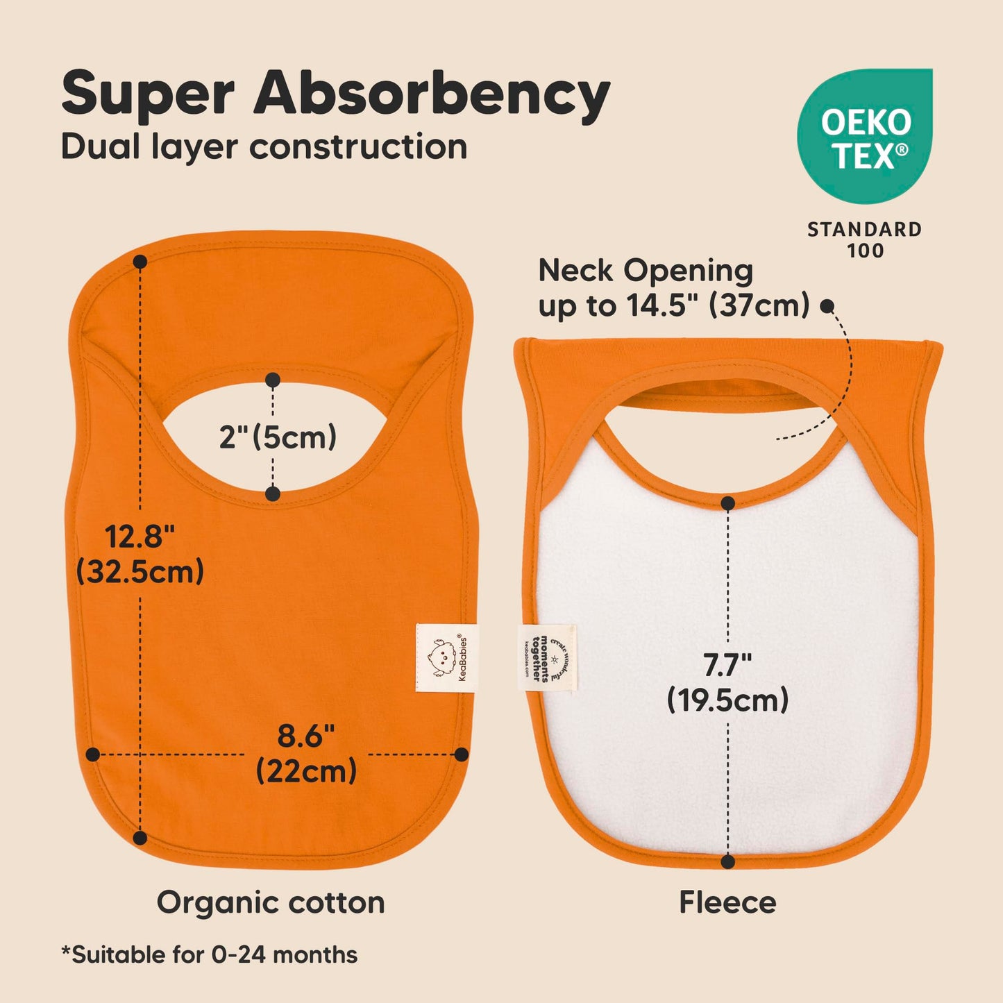 KeaBabies - Paquete de 8 baberos para bebés para niños y niñas, baberos sin botones para la dentición, bebé niña y niño pequeño, recién nacido, suave y absorbente, colores bonitos, cobertura grande