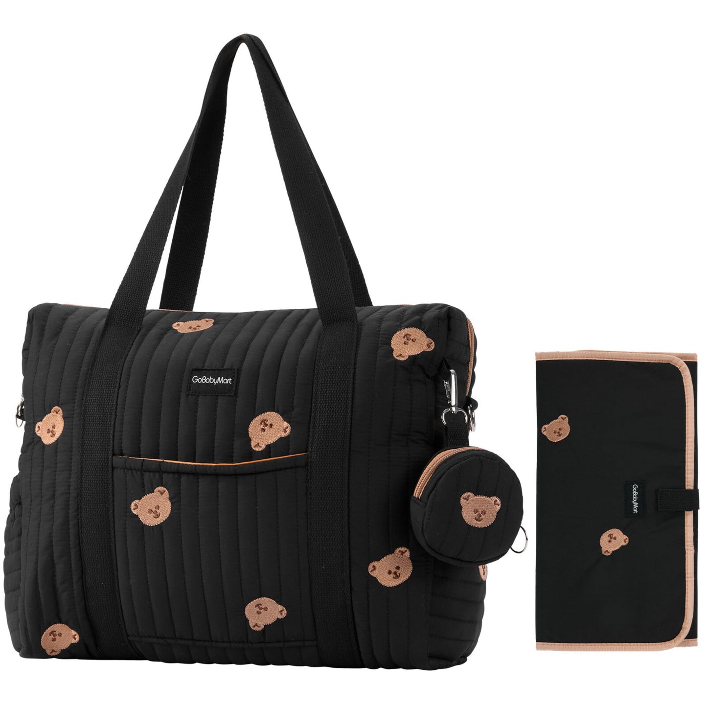 GOBABYMART - Juego de 3 bolsas de pañales, bolsa de hospital para trabajo y parto, bolsa de viaje de maternidad con cambiador y estuche para chupete