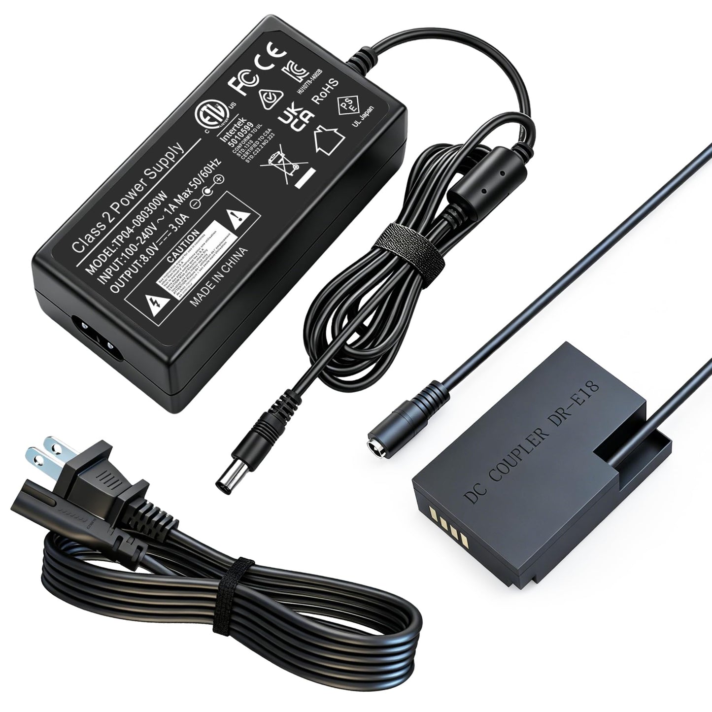 ACK-E18 DR-E18 Adaptador de fuente de alimentación de CA Kit de acoplamiento de CC de repuesto LP-E17 para cámaras Canon EOS Rebel T6i T6s T7i SL2 SL3 750D 760D 800D 77D 200D 250D Kiss 8000D X8i DSLR