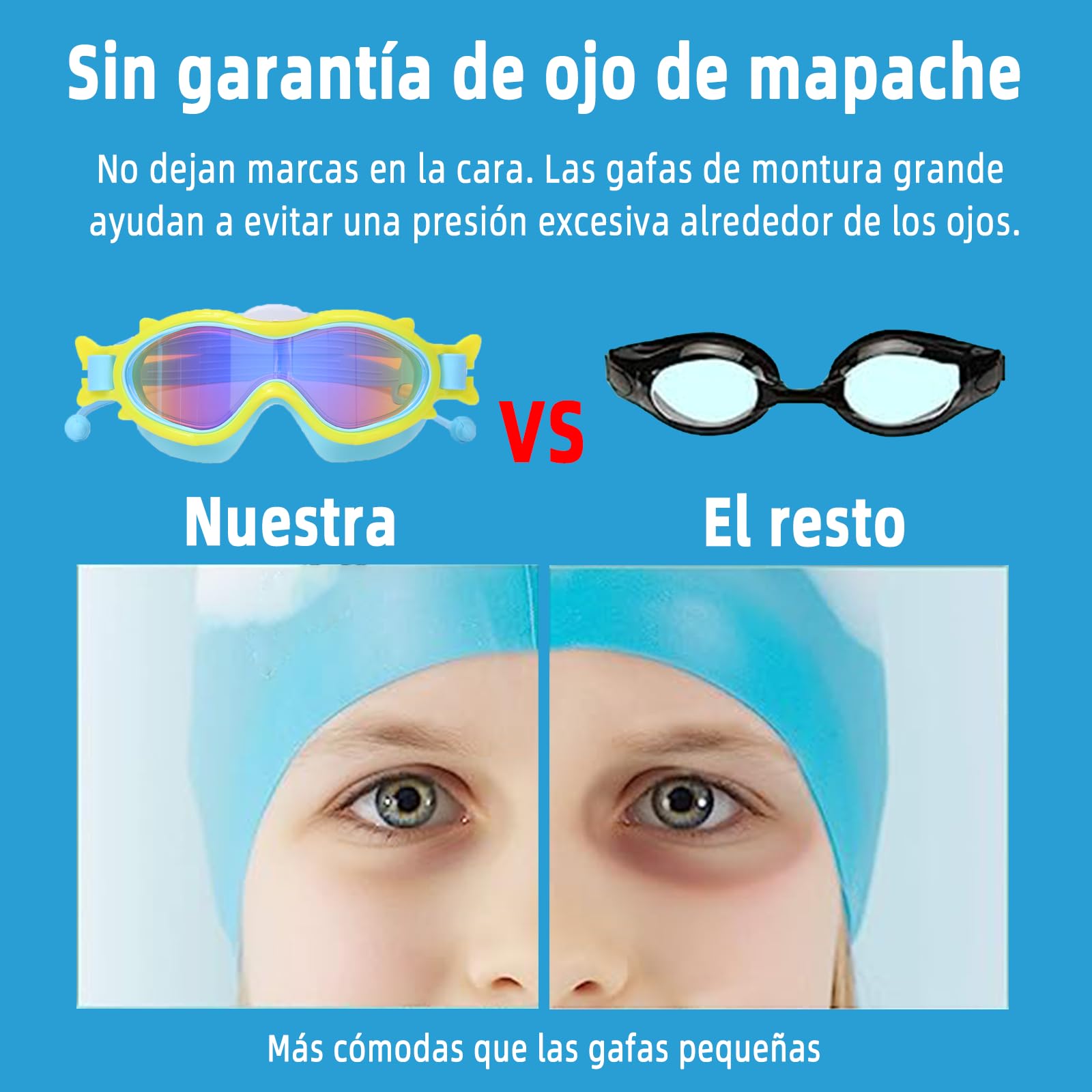 Gafas de Natación para niños 2 unidades,Lentes de Natación de visión amplia con tapones para los oídos,con protección UV y antivaho, sin Fugas, adecuadas para niños de 3 a 15 años