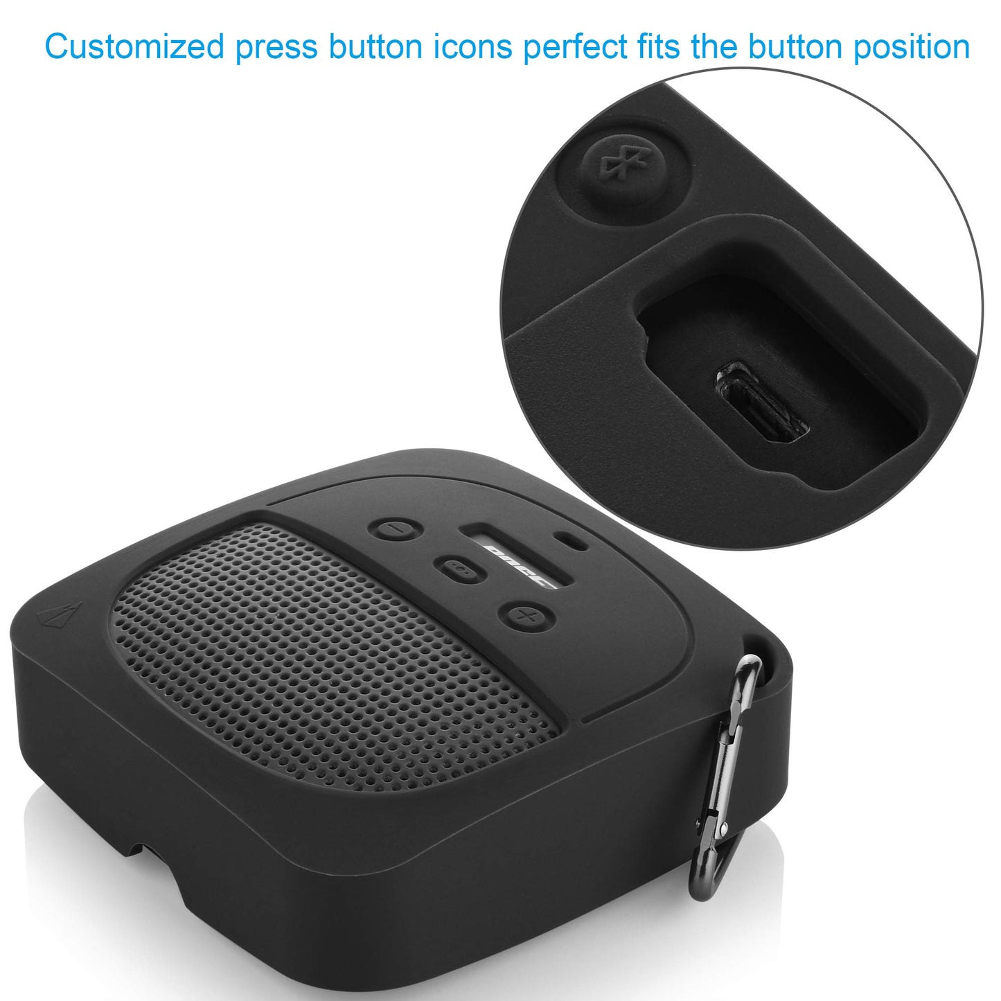 Txesign - Funda Protectora De Silicona Para Altavoz Portátil Bluetooth Bose Soundlink Micro A Prueba De Agua (Gris Oscuro)