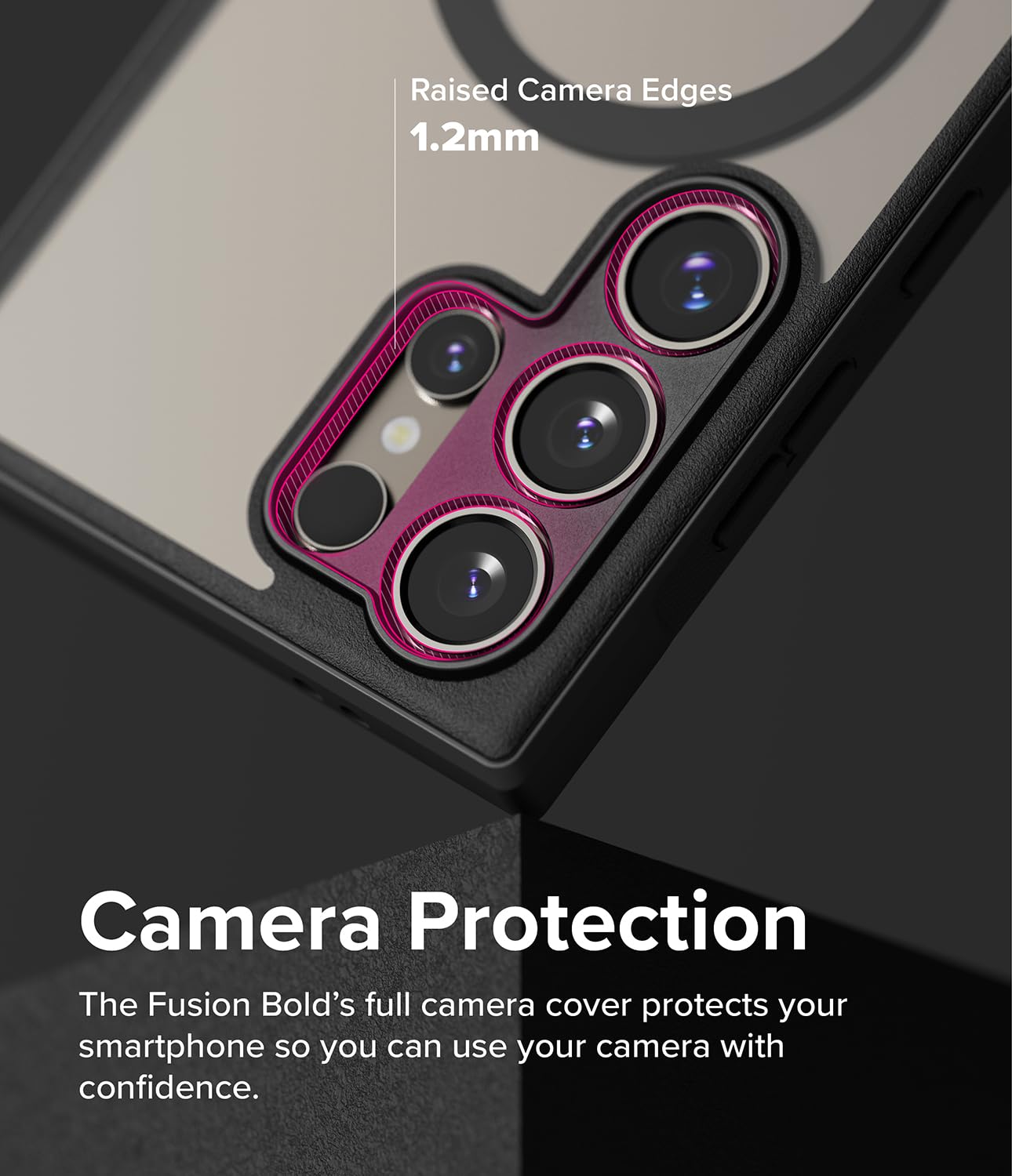 Funda Ringke Fusion Bold Negra Anti-Amarillo Translúcida Mate con Carga Magnética para Samsung Galaxy S24 Ultra