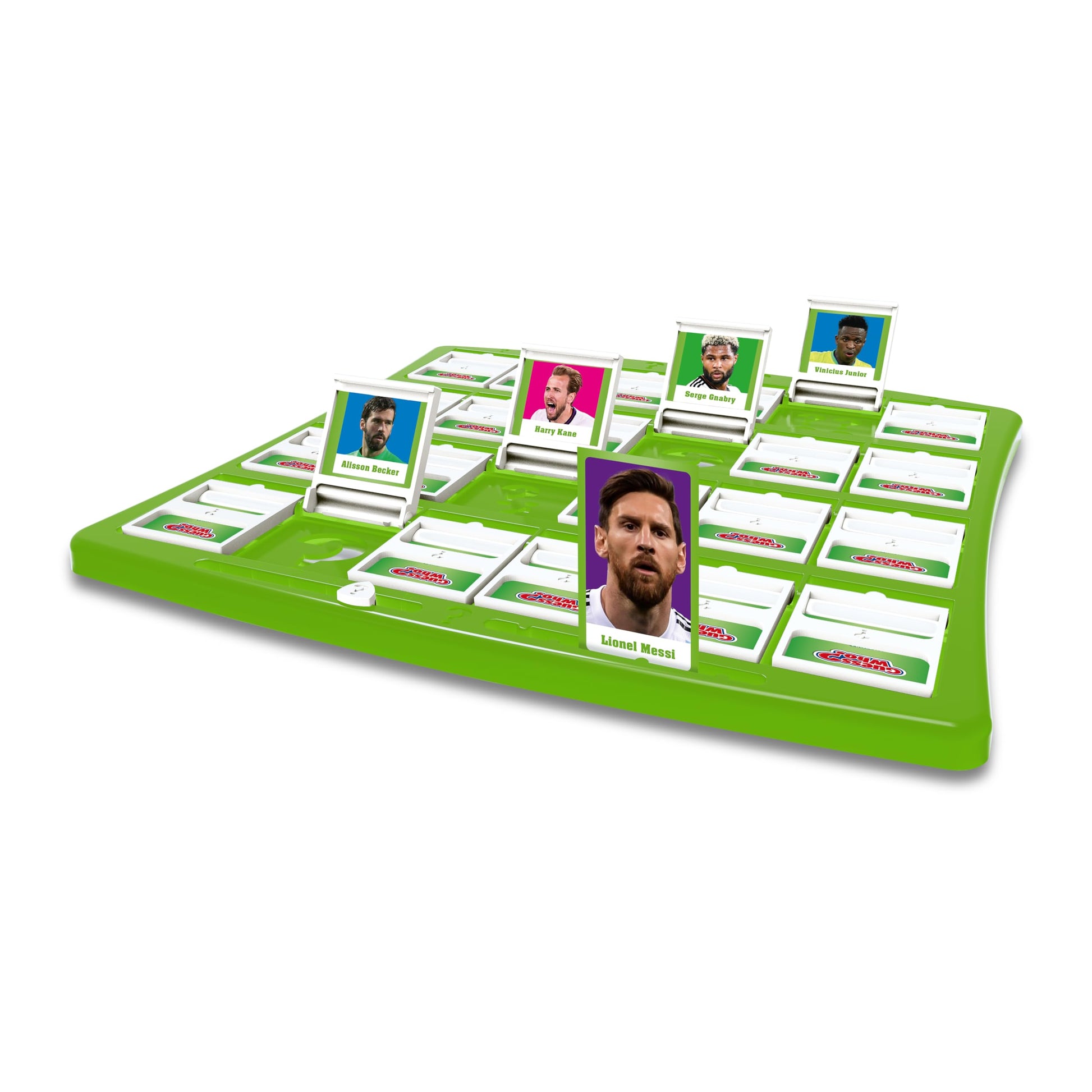 Juego de Mesa Winning Moves Estrellas del Fútbol Mundial verde, Adivina Quién de Messi y Ronaldo para Niños a Partir de 6 Años