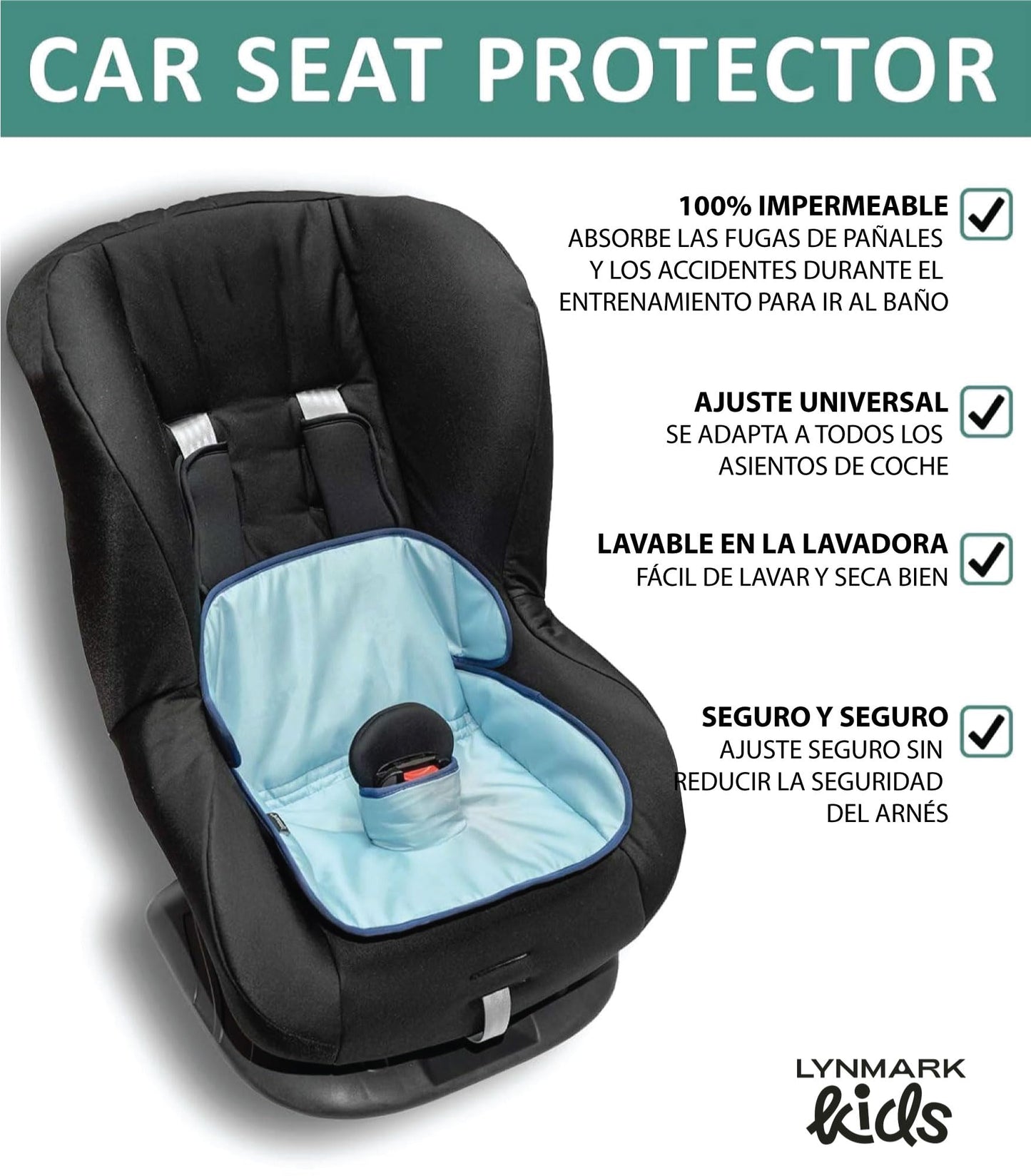 Lynmark® - Funda protectora de asiento de coche para entrenamiento para ir al baño – almohadillas absorbentes suaves impermeables para niños pequeños y asiento de coche – Alfombrilla de forro