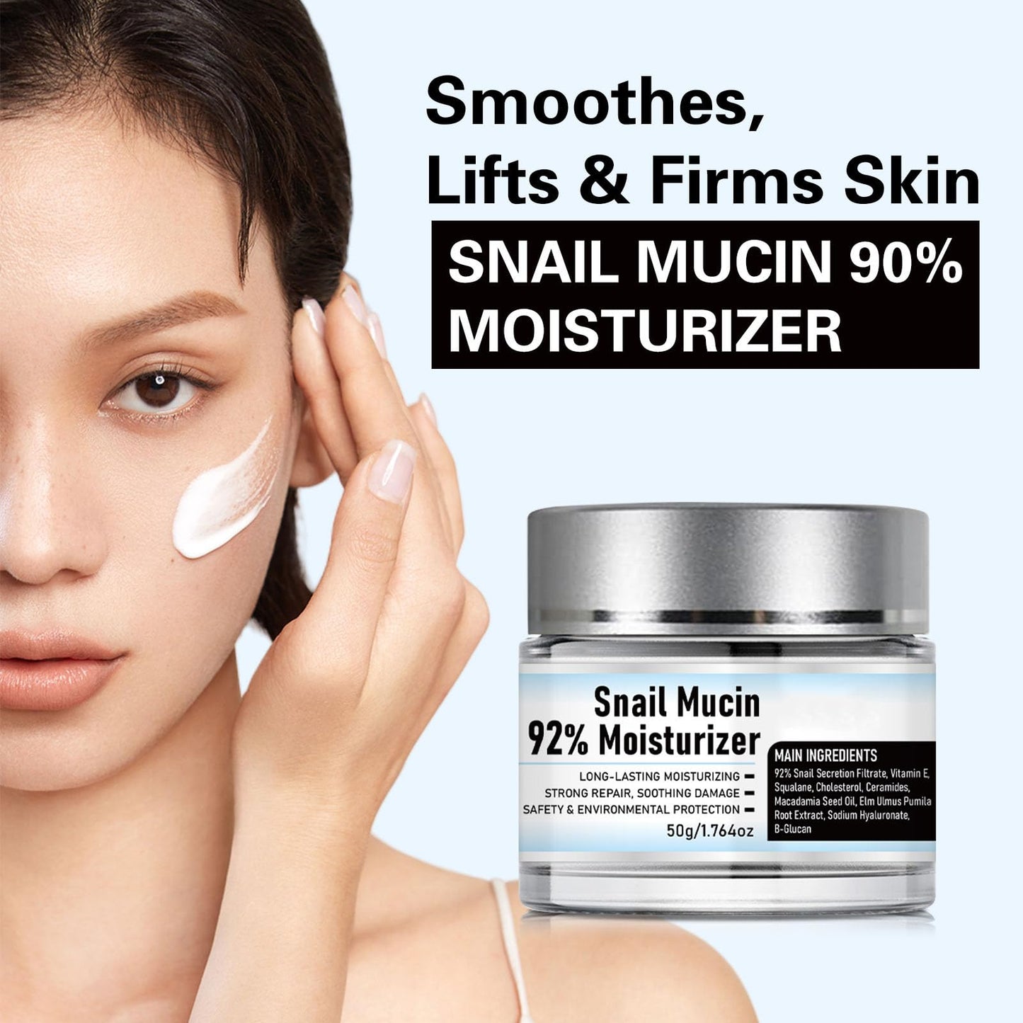 Snail Mucin 92% Moisturizer, Snail Mucin Cream Daily Repair Face Gel Cream for Dry Skin, Snail Mucin Moisturizer Face Cream,Snail Cream for Face Moisturizer (2)