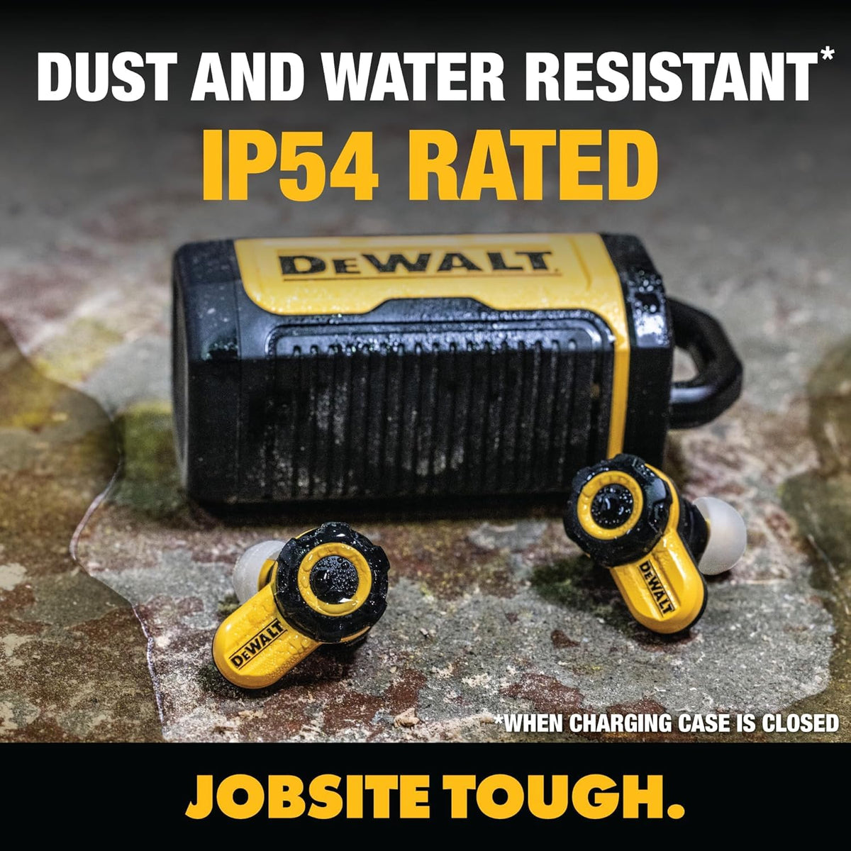 Auriculares Inalámbricos Bluetooth DEWALT Negro con Reducción de Ruido Jobsite Pro X2 ANC True