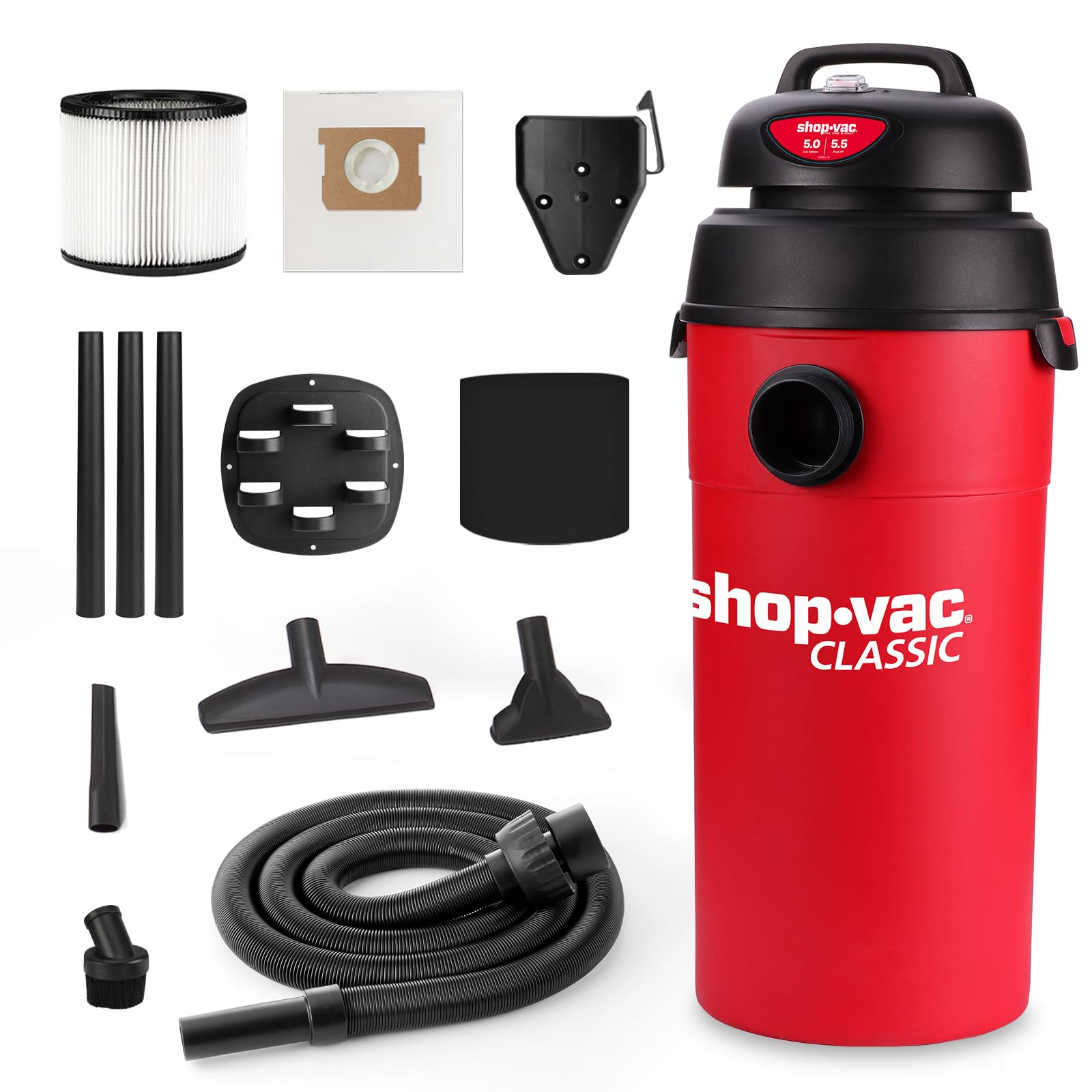 Aspiradora Shop-Vac 5 Galones Negra Compacta para Trabajo Húmedo y Seco