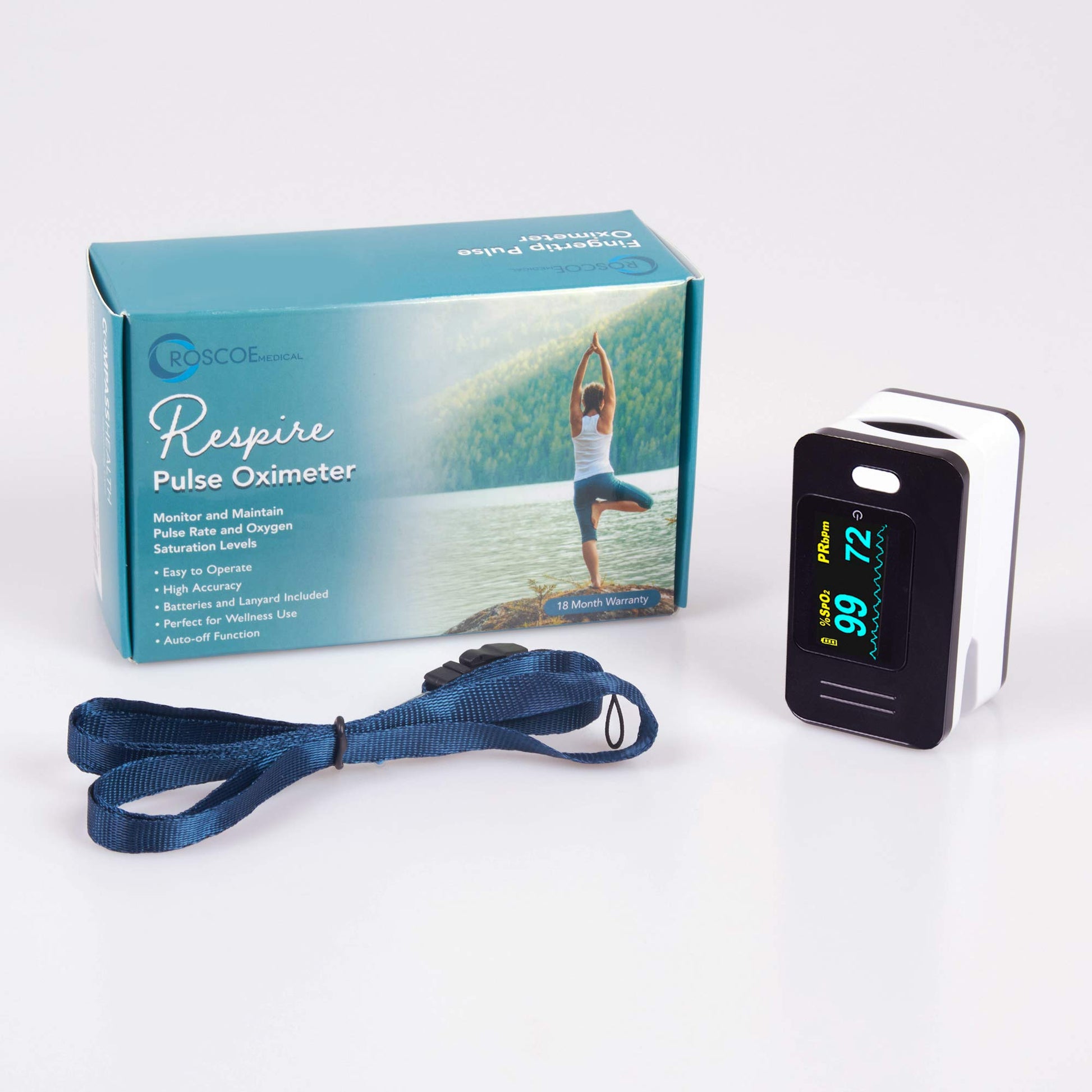 Monitor de Oxígeno de Pulso Roscoe Medical Blanco para Salud y Bienestar
