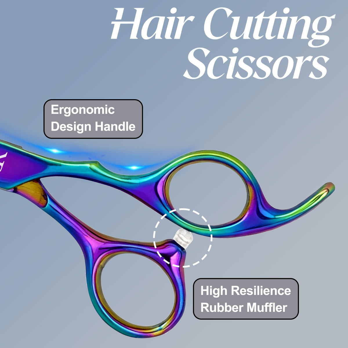 Professional Hair Cutting Shears,6 Inch Barber hair Cutting Scissors Sharp Blades Hairdresser Haircut For Women/Men/kids 420c Stainless Steel Rainbow Color (A)
