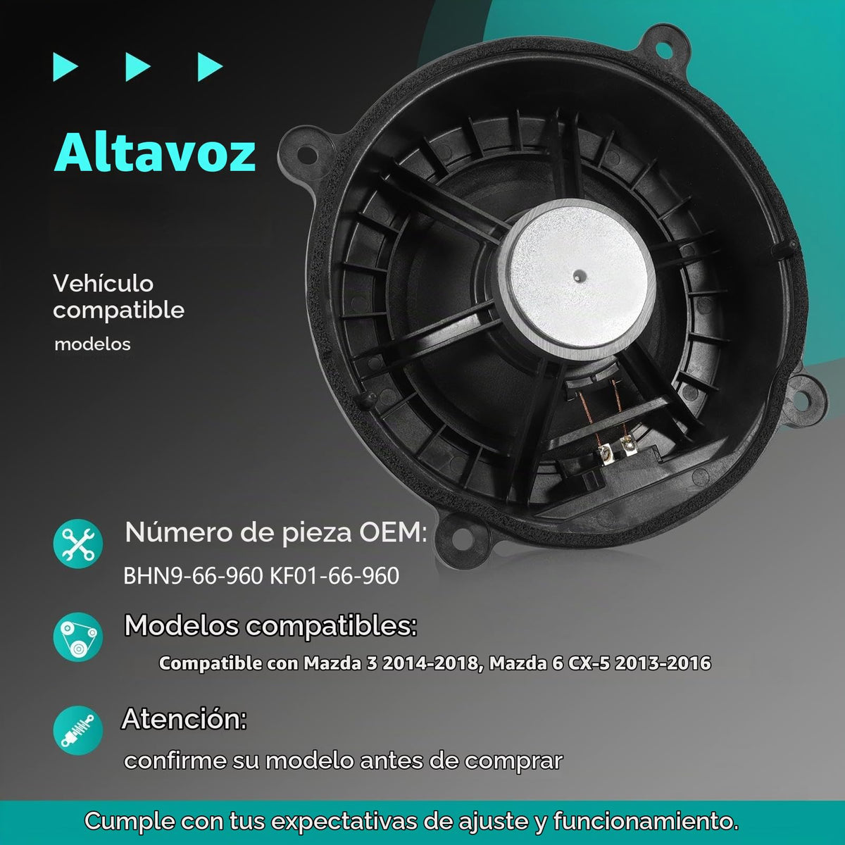 Altavoz Gaogsiy BHN9-66-960 Compatible Mazda 3 2014-2018, Mazda 6 CX-5 2013-2016