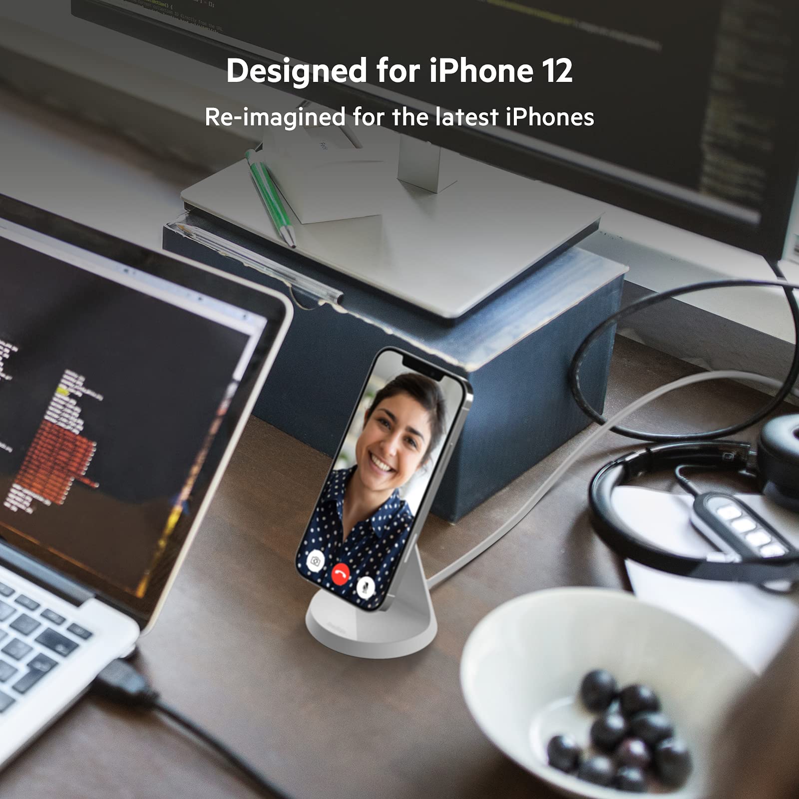Belkin - Soporte magnético para iPhone - Compatible con MagSafe - Cargador inalámbrico - Funciona con iPhone 14, 13 y 12