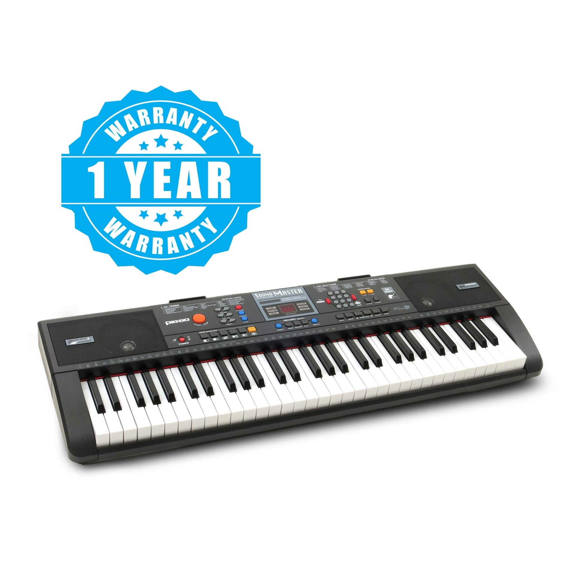 Teclado de Piano Eléctrico Digital Plixio Negro 61 Teclas con Soporte para Principiantes