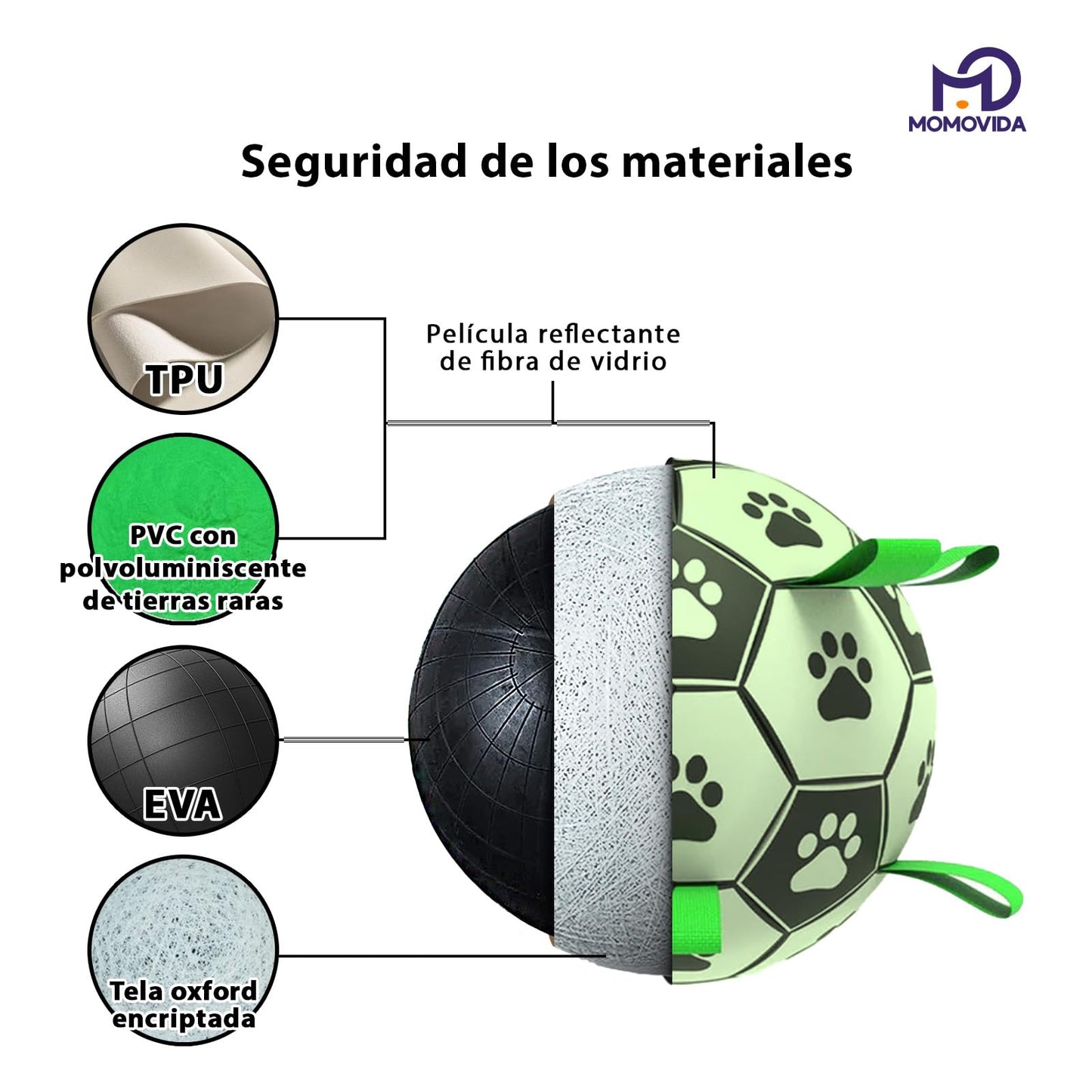 Juguetes para Perros MOMOVIDA Fútbol fosforescente Pelota Interactiva Duradera