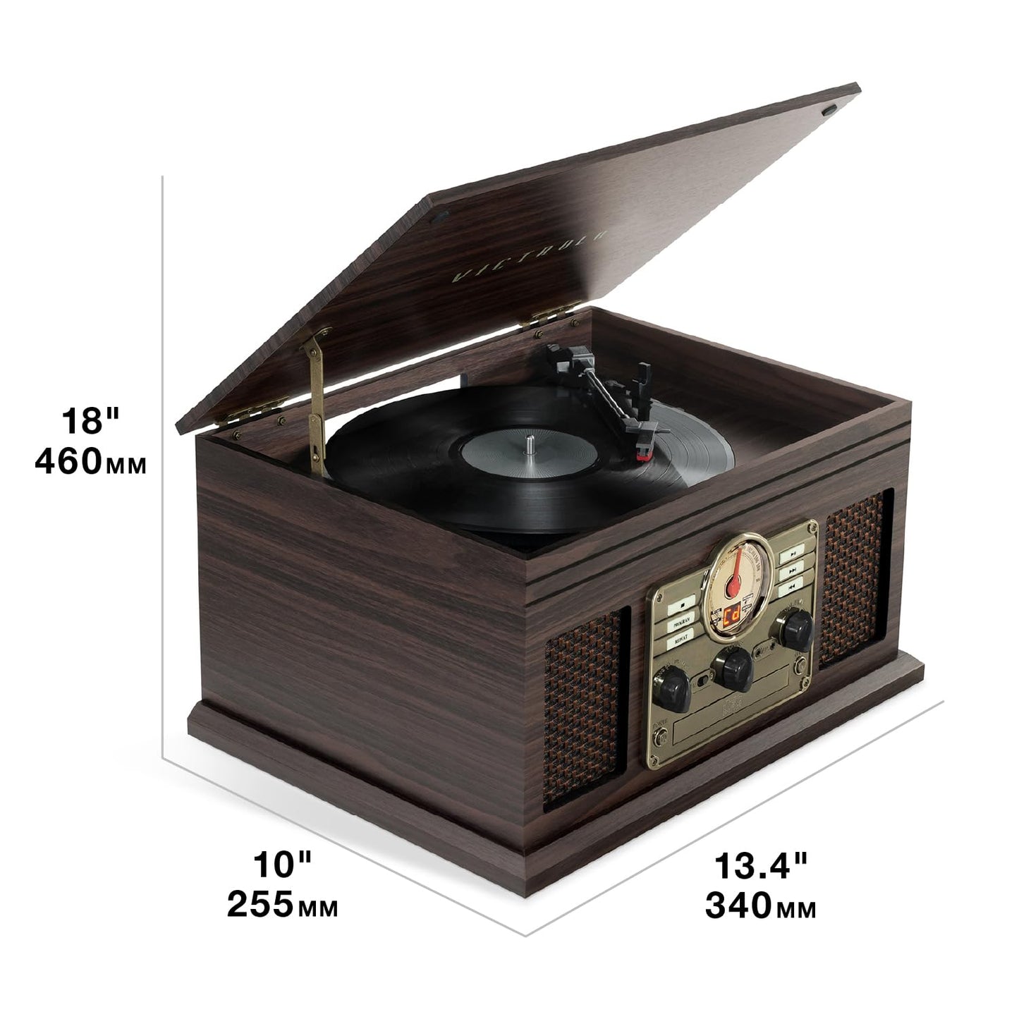 Tocadiscos Nostálgico Victrola Bluetooth Gris Madera con Centro Multimedia Integrado