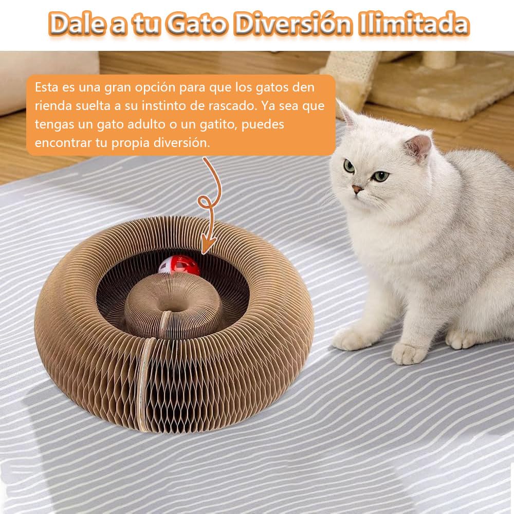 Magic Organ Tabla Rascadora para Gatos - 2 PCS Rascador para Gatos, Tabla Rascadora Plegable para Gatos, Tabla Rascadora para Gatos, con Pelota Juguete, Jugete para Gatos Rascadores Interactivos