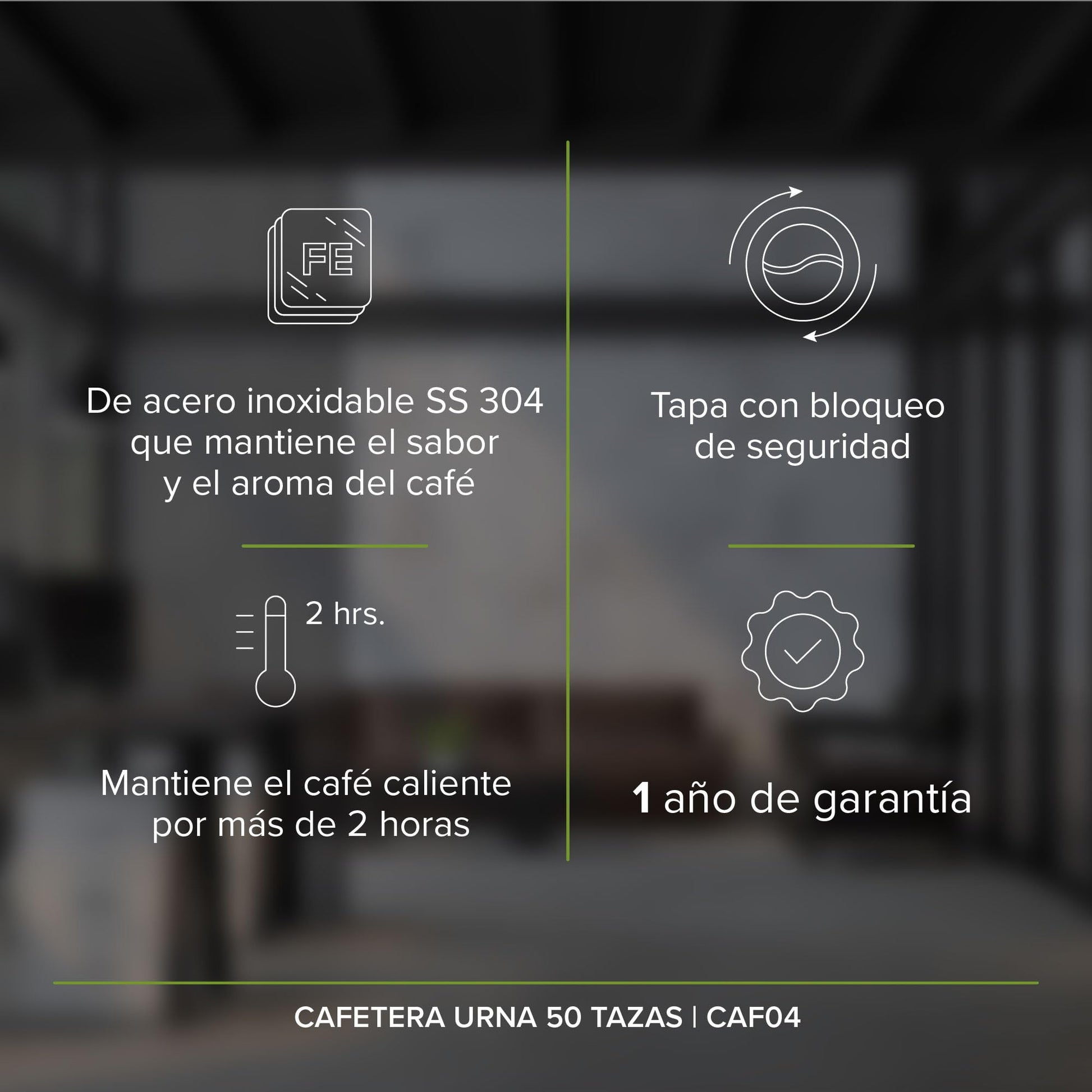 AVERA | Cafetera Urna de Acero Inoxidable para 50 Tazas | Indicador de Nivel de Agua | Luz Indicadora de Funcionamiento | Tapa con Bloqueo de Seguridad | CAF04