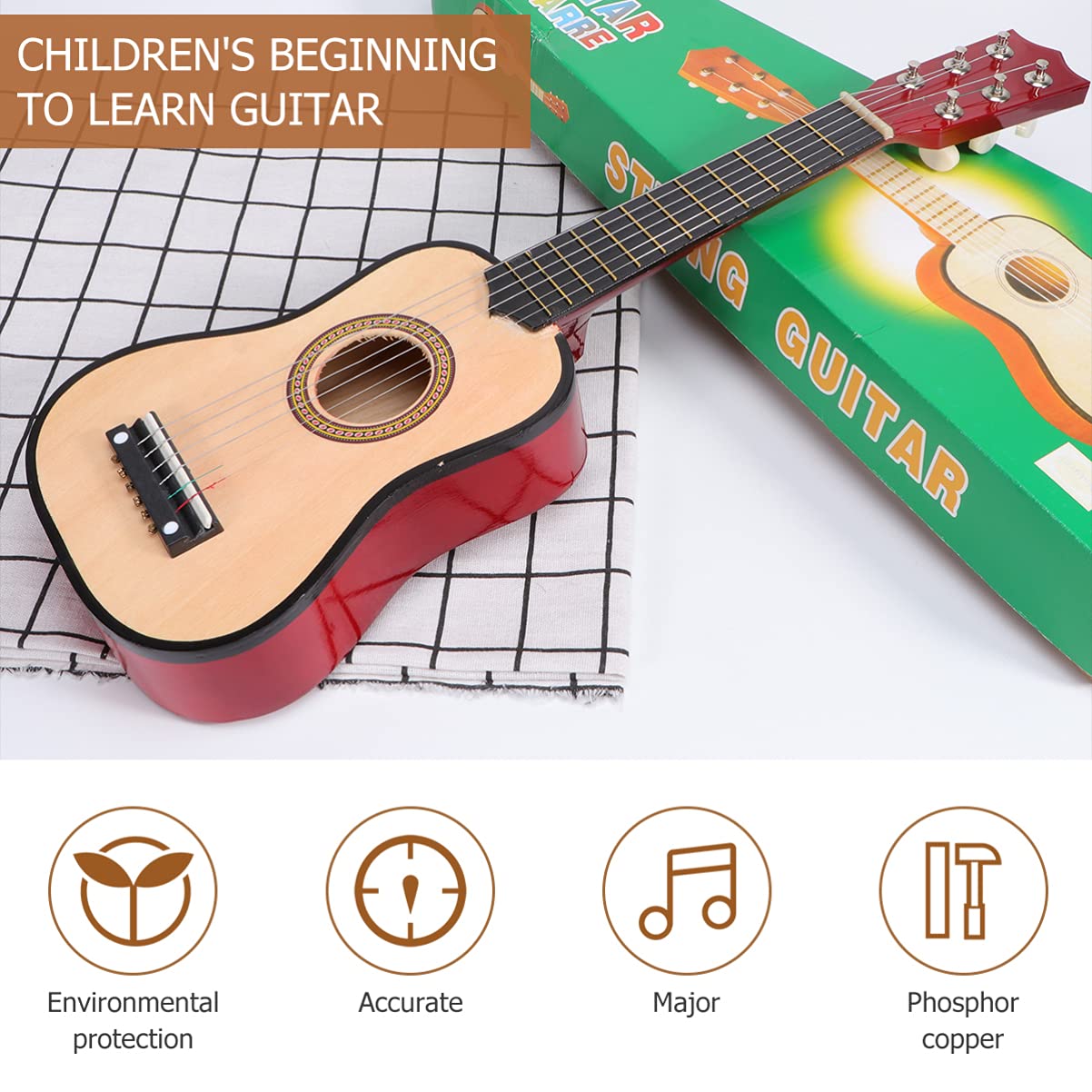 Ciieeo 21 Acústicas Guitarra Pequeña Guitarra Acústica Clásica Con Cuerda De Selección Para Principiantes Niños Adultos Instrumento Musical (Beige) Guitarra Electroacústica
