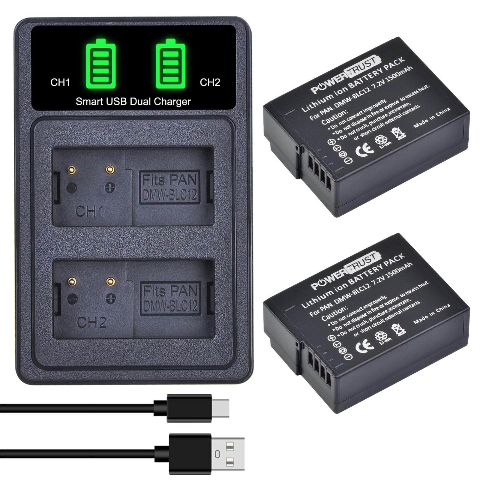 Batería con Cargador Dual USB PowerTrust para Cámara Digital Panasonic Lumix