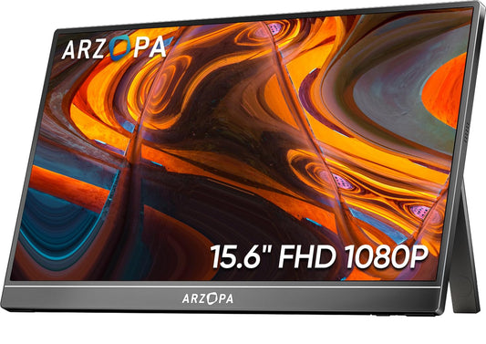 Monitor Portátil ARZOPA 15.6'' FHD 1080P Kickstand IPS USB C HDMI Pantalla Externa