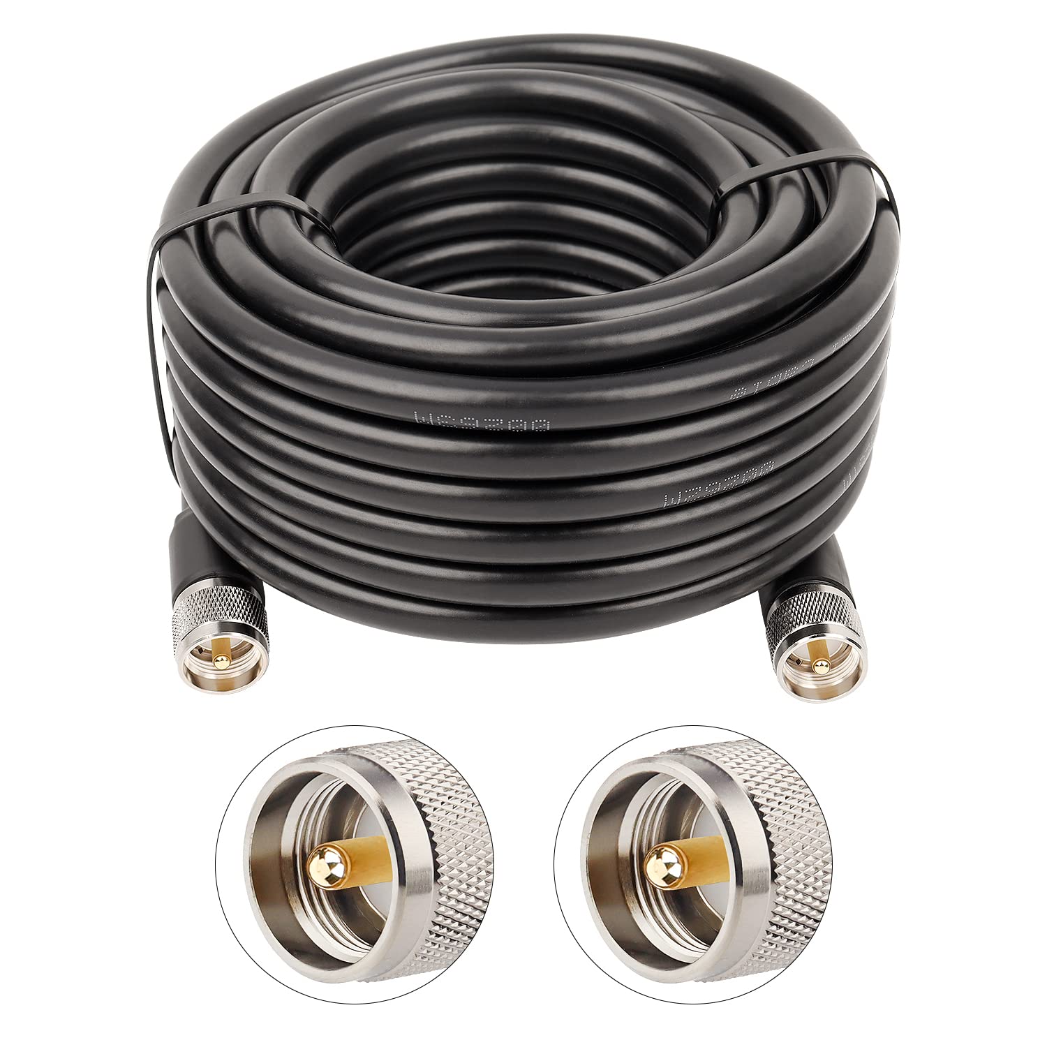 XRDS -RF PL-259 UHF CB Cable coaxial de 35 pies, 50 ohmios KMR400 PL-259 UHF macho a UHF macho Cable coaxial de baja pérdida para radio HAM y CB, analizador de antena, carga ficticia, antena AIS, medidor SWR