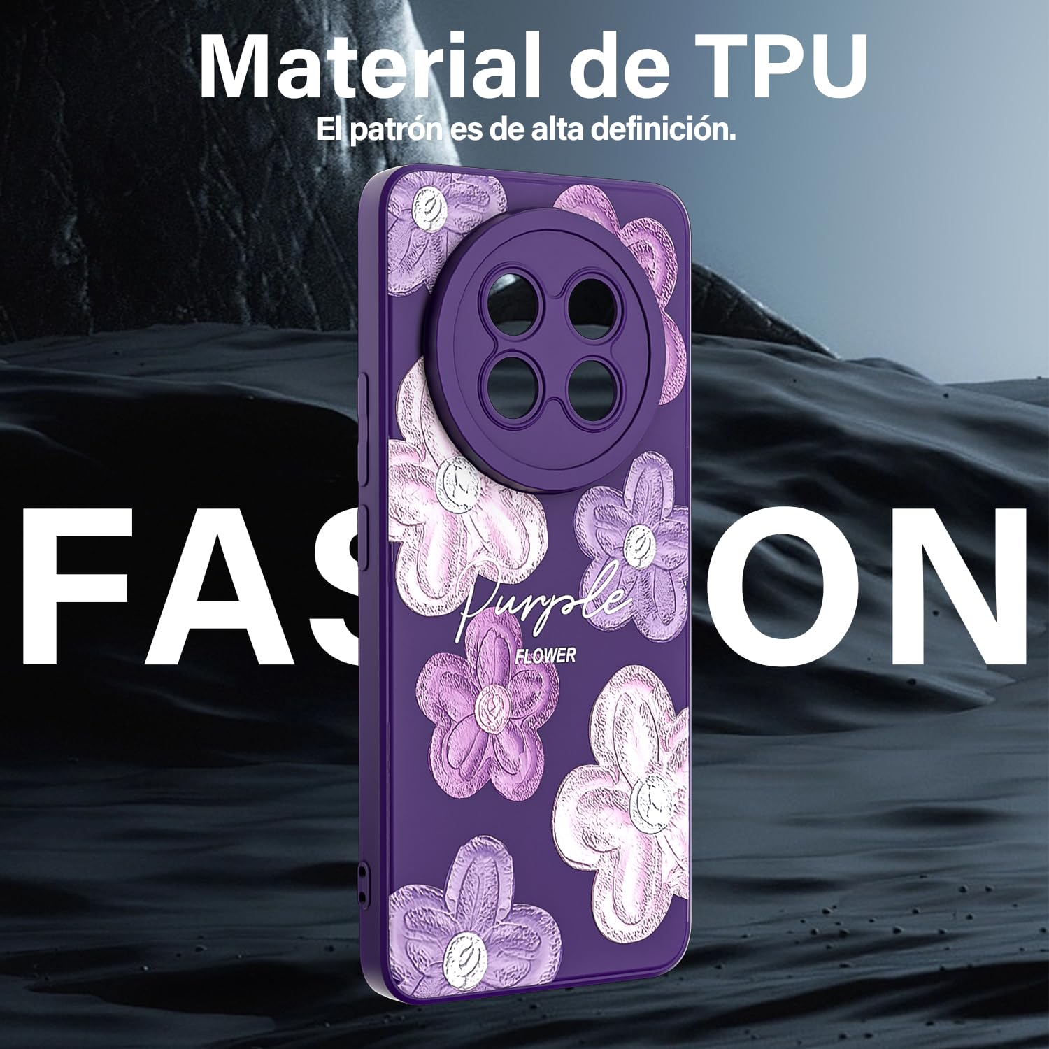 Threehao Funda para Realme 13 Pro y Realme 13 Pro+ Plus Case Uso Rudo, Ultra Delgado Flexible Púrpura Suave TPU Silicona Carcasa con Moda Aesthetic Dibujos Flores, Antigolpes Anti-arañazos Protectora