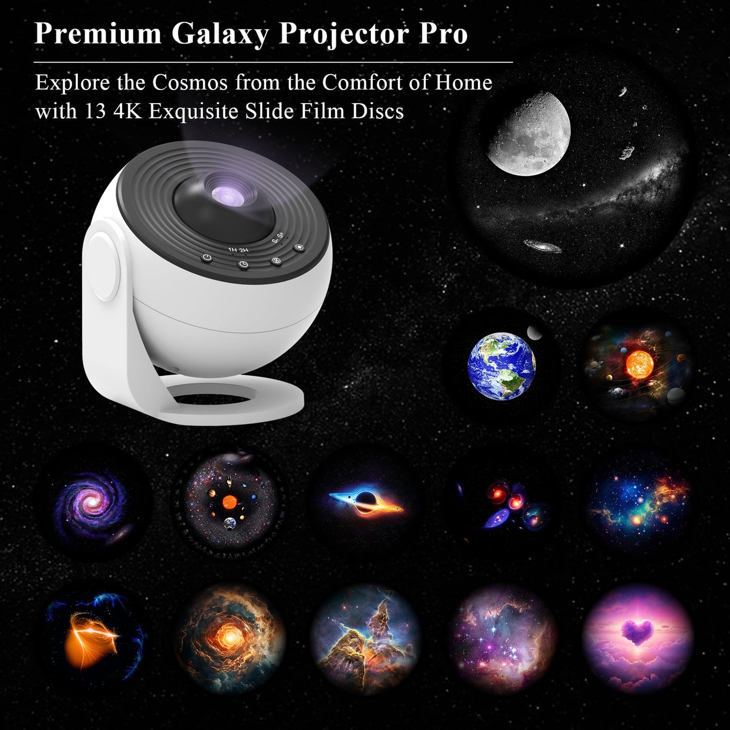 SOMKTN - Proyector de planetario totalmente nuevo - Comentario de audio astronómico incluido | Proyector de estrella y galaxia con 13 hojas de película únicas y etiqueta de identificación electrónica, luz nocturna para niños, adolescentes, niñas y niños