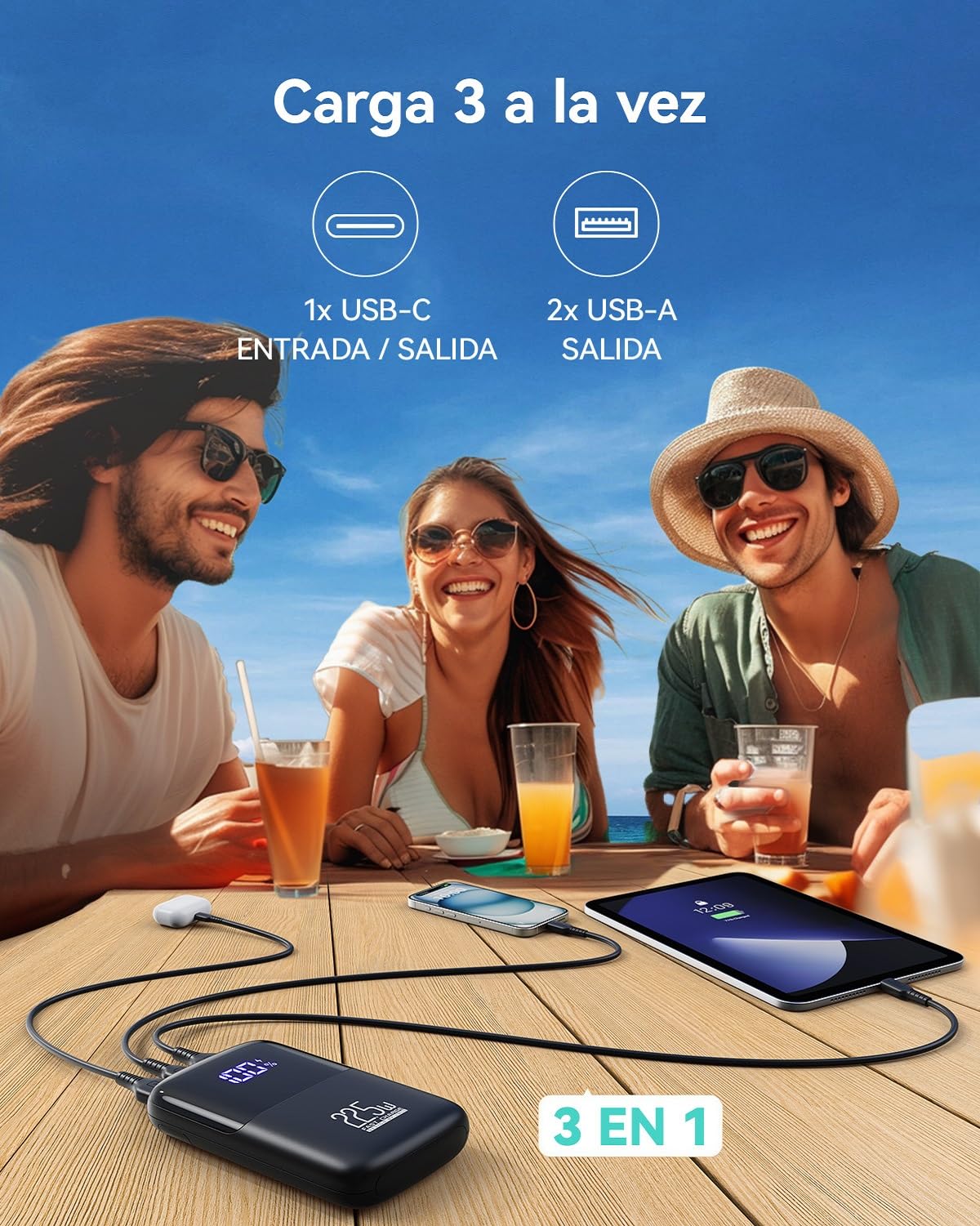 Power Bank INIU Mini 10000mAh USB C Carga Rápida PD3.0 QC4.0 para iPhone Samsung iPad Xiaomi Huawei Google