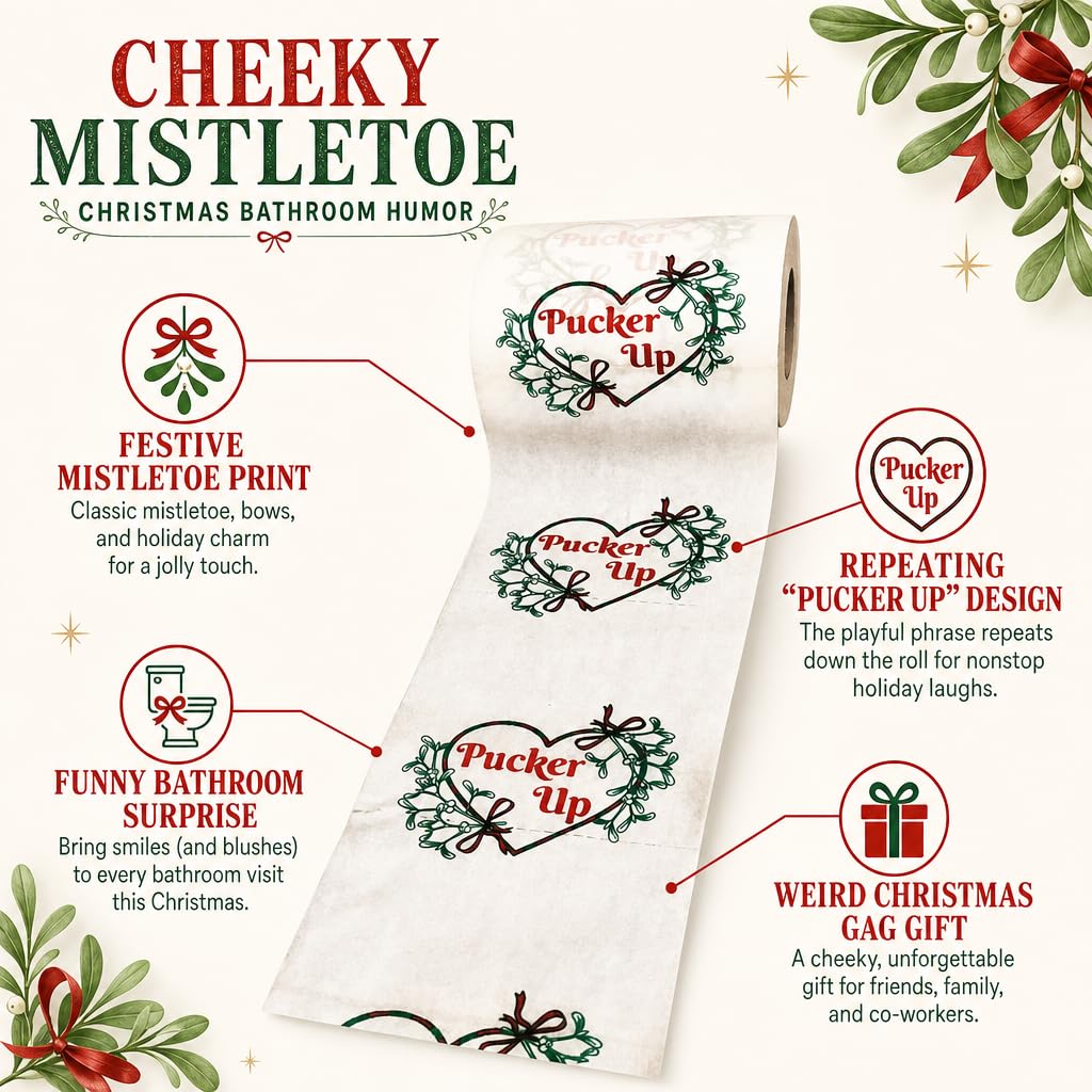 Papel Higiénico Pucker Up Mistletoe Festivo y Divertido para Navidad