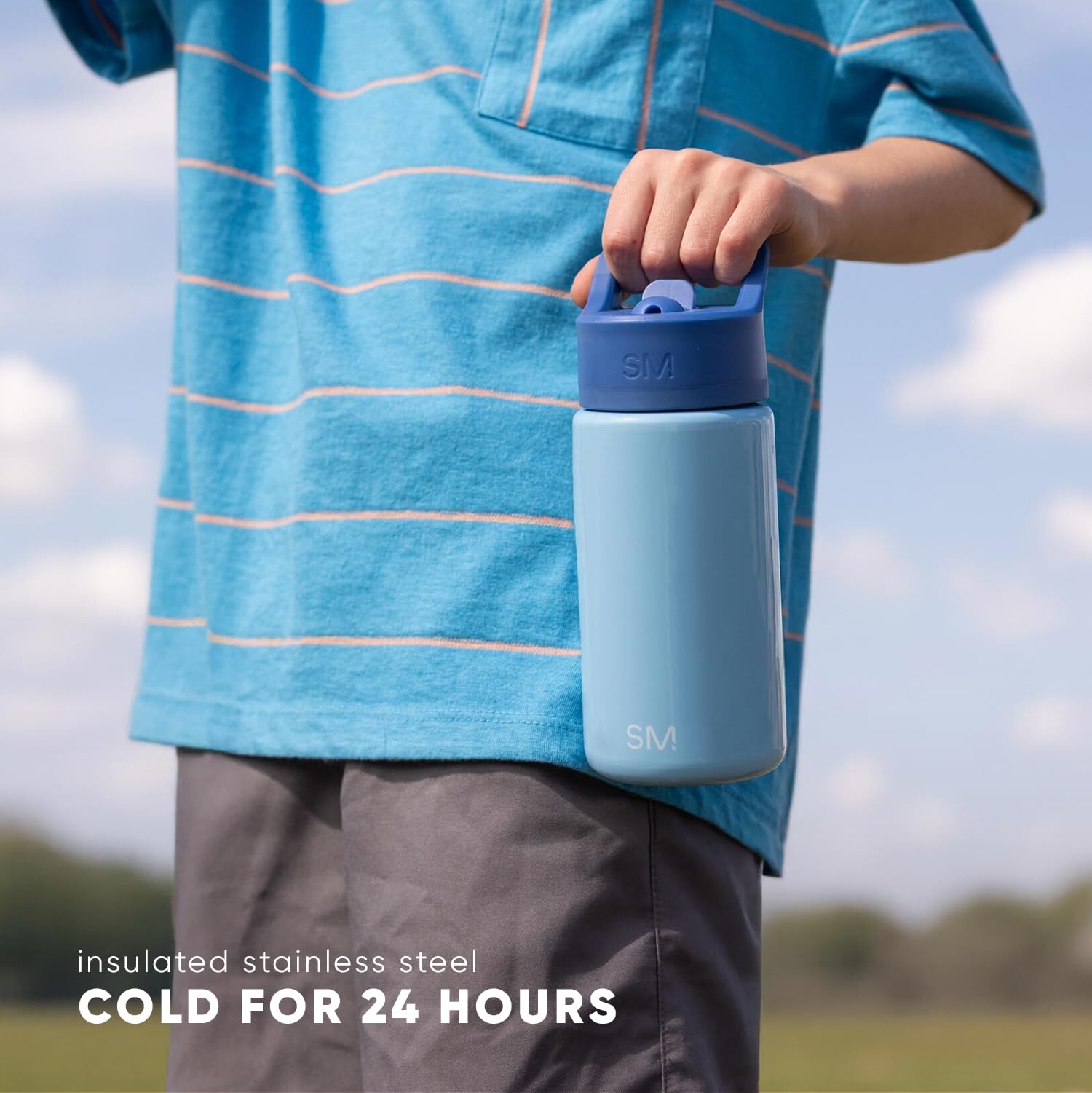 Botella de Agua Simple Modern Dinosaur Roar Reutilizable con Tapa de Popote para Niños