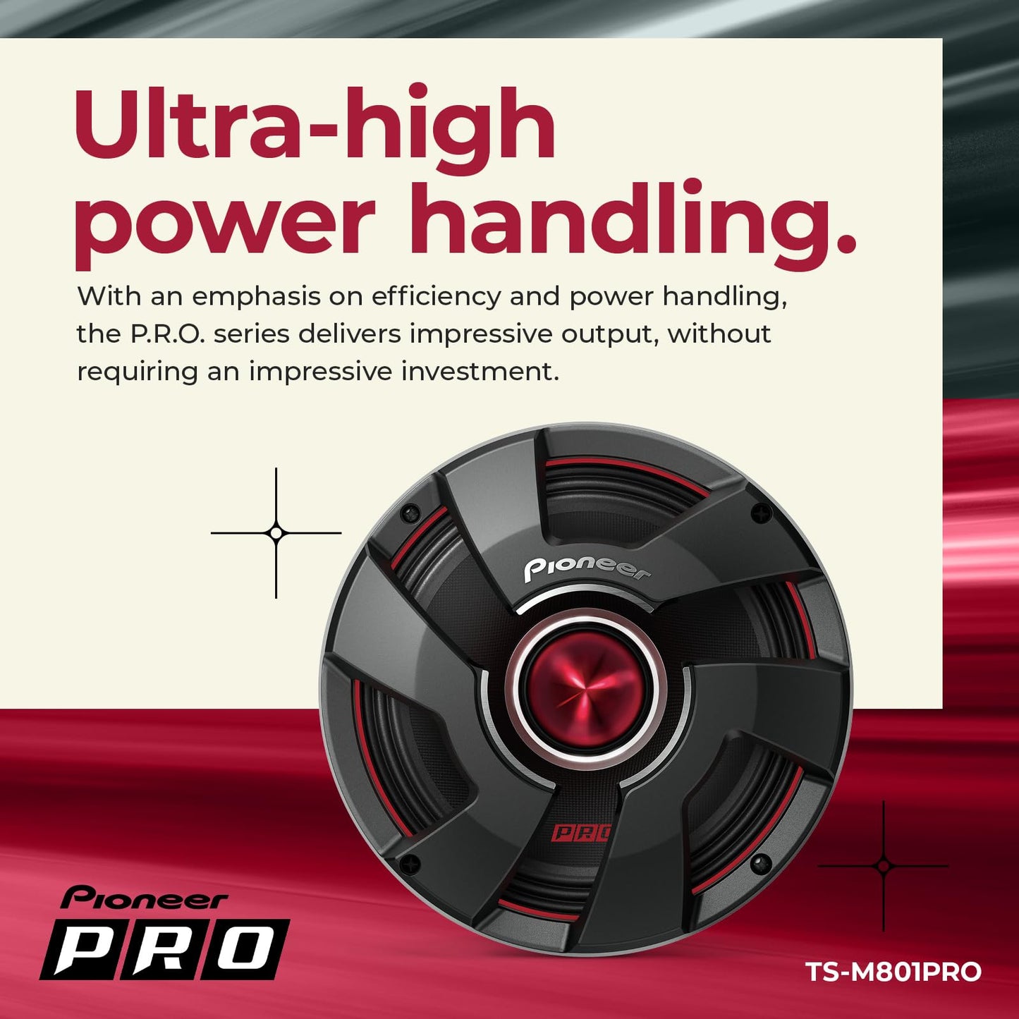 Altavoces de Coche Pioneer TS-M801PRO Negro Rango Completo de 8 Pulgadas con Sonido Claro y Graves Mejorados