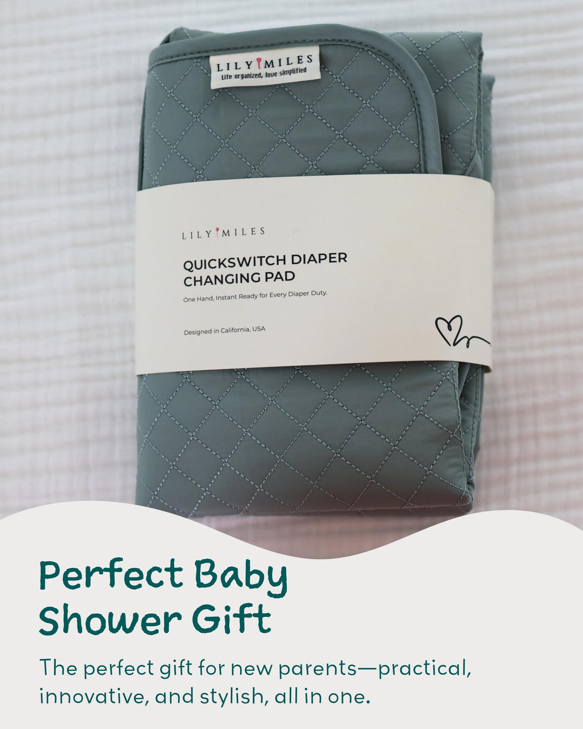 Lily Miles - Cambiador portátil para bebé, cambiador de pañales con cierres magnéticos, almohadilla de viaje para bolsa de pañales, esencial para bebé, tapete lavable e impermeable (verde sauce