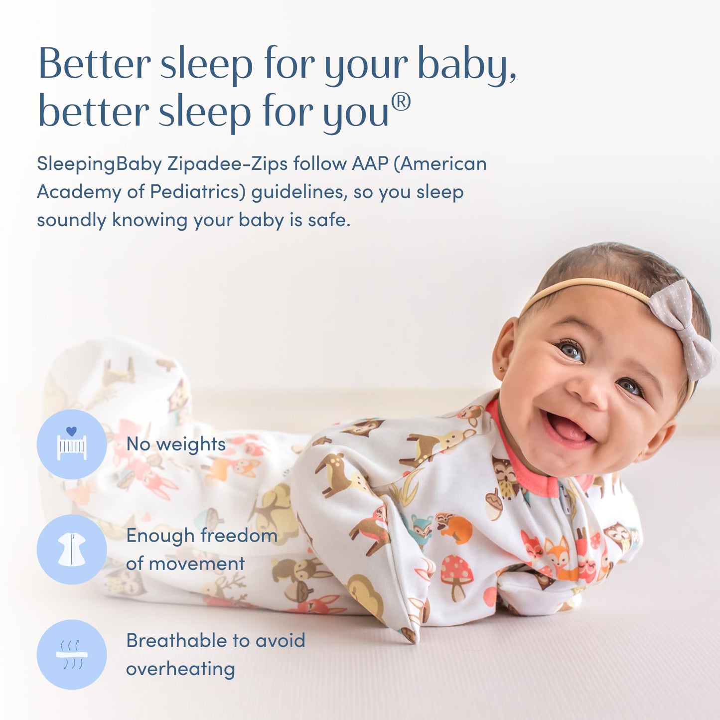 SleepingBaby - Manta de transición con cierre y cierre – Manta acogedora para bebé con cierre y comodidad – Manta espaciosa para facilitar los cambios de pañales, Woodlands, S (4-8 meses)
