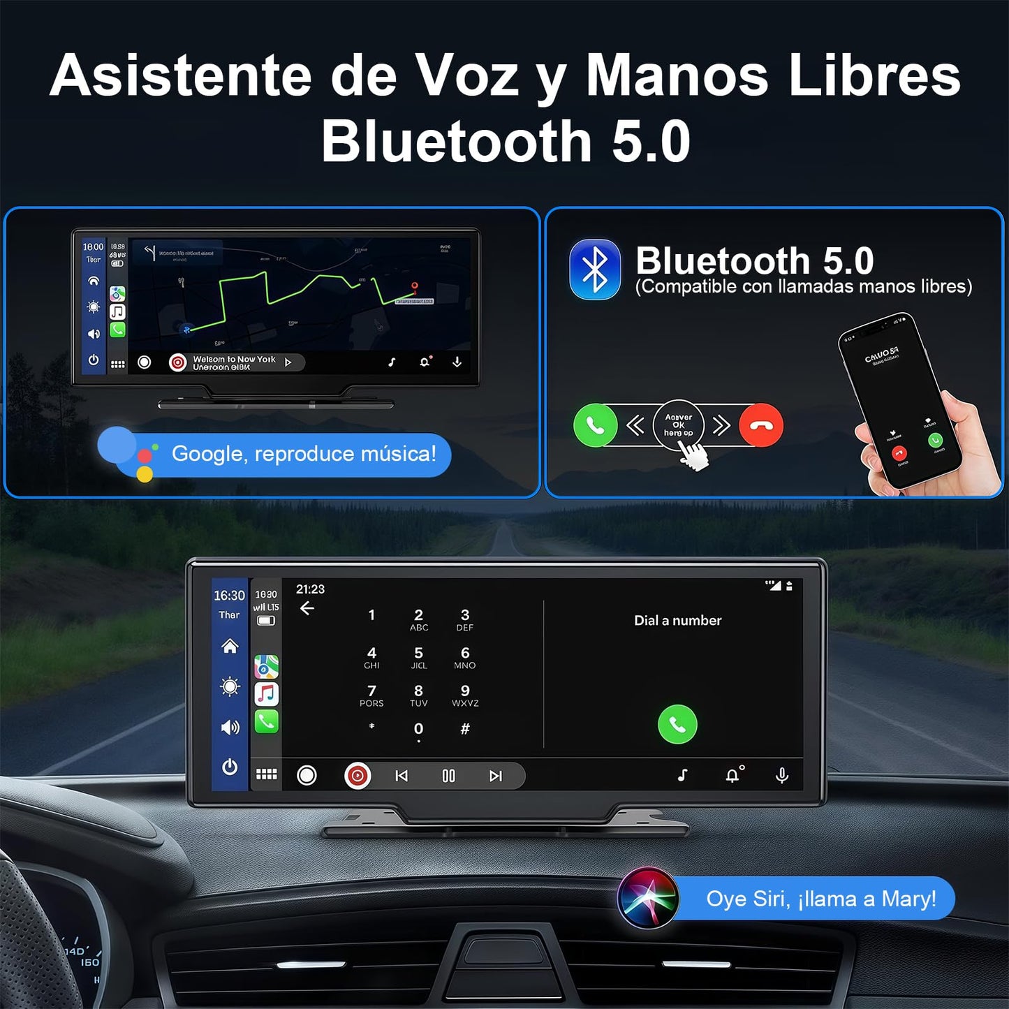 Estéreo para Automóvil de 10.3 '', Incluye Cámara Frontal 4K y Trasera