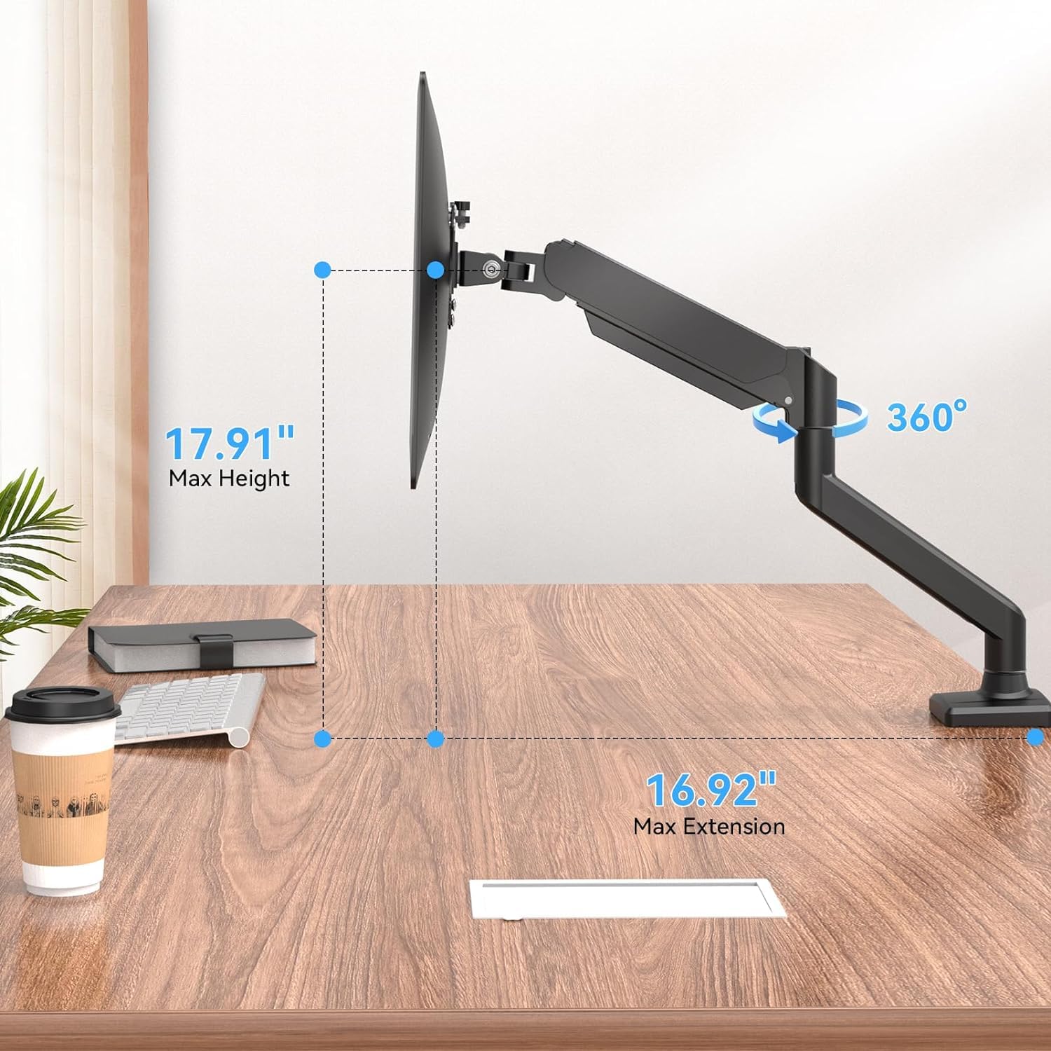 GILLAS Soporte para Monitor de hasta 32” Pulgadas, Brazo para Pantallas, Soporte Monitor Escritorio Inclinación Giratorio Rotar con Ajuste de Altura, Compatibilidad Universal