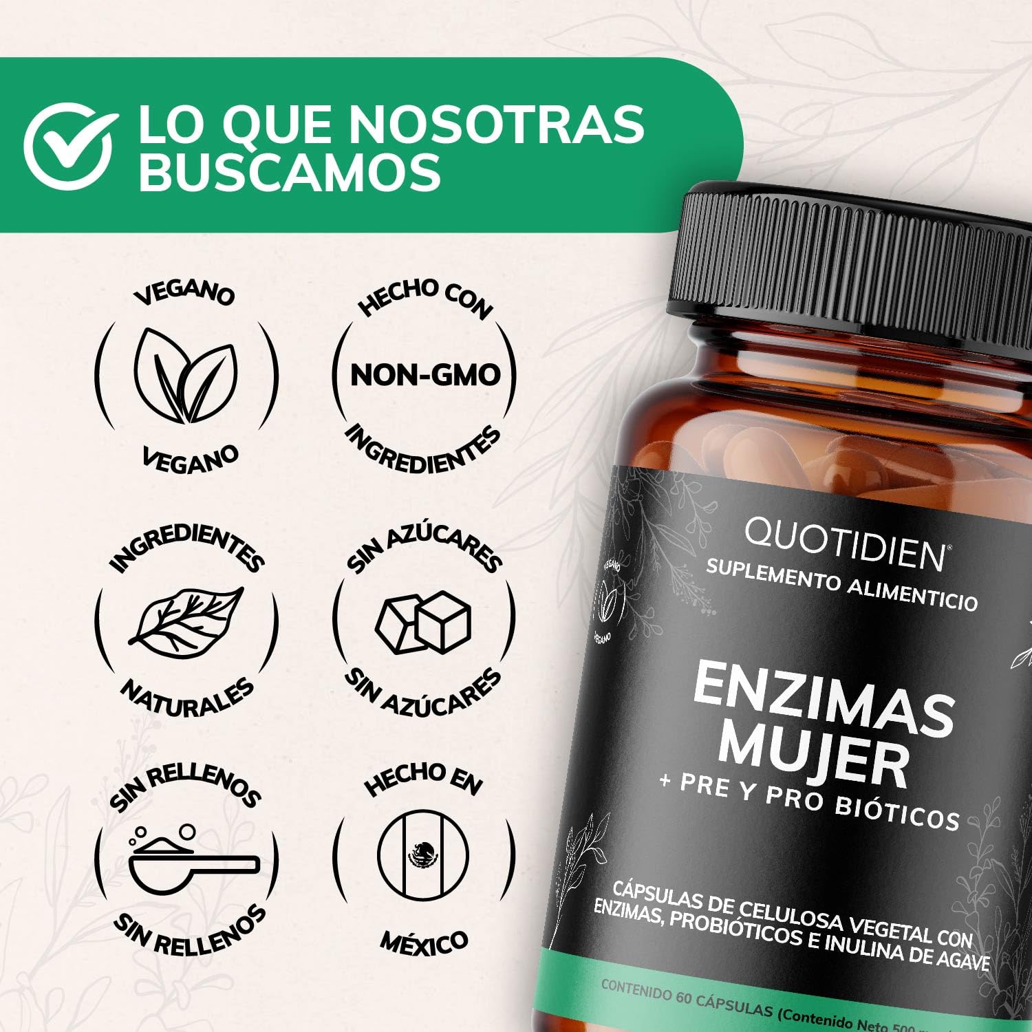 Suplemento Digestivo Quotidien Vegano Amplio Espectro para Mujer