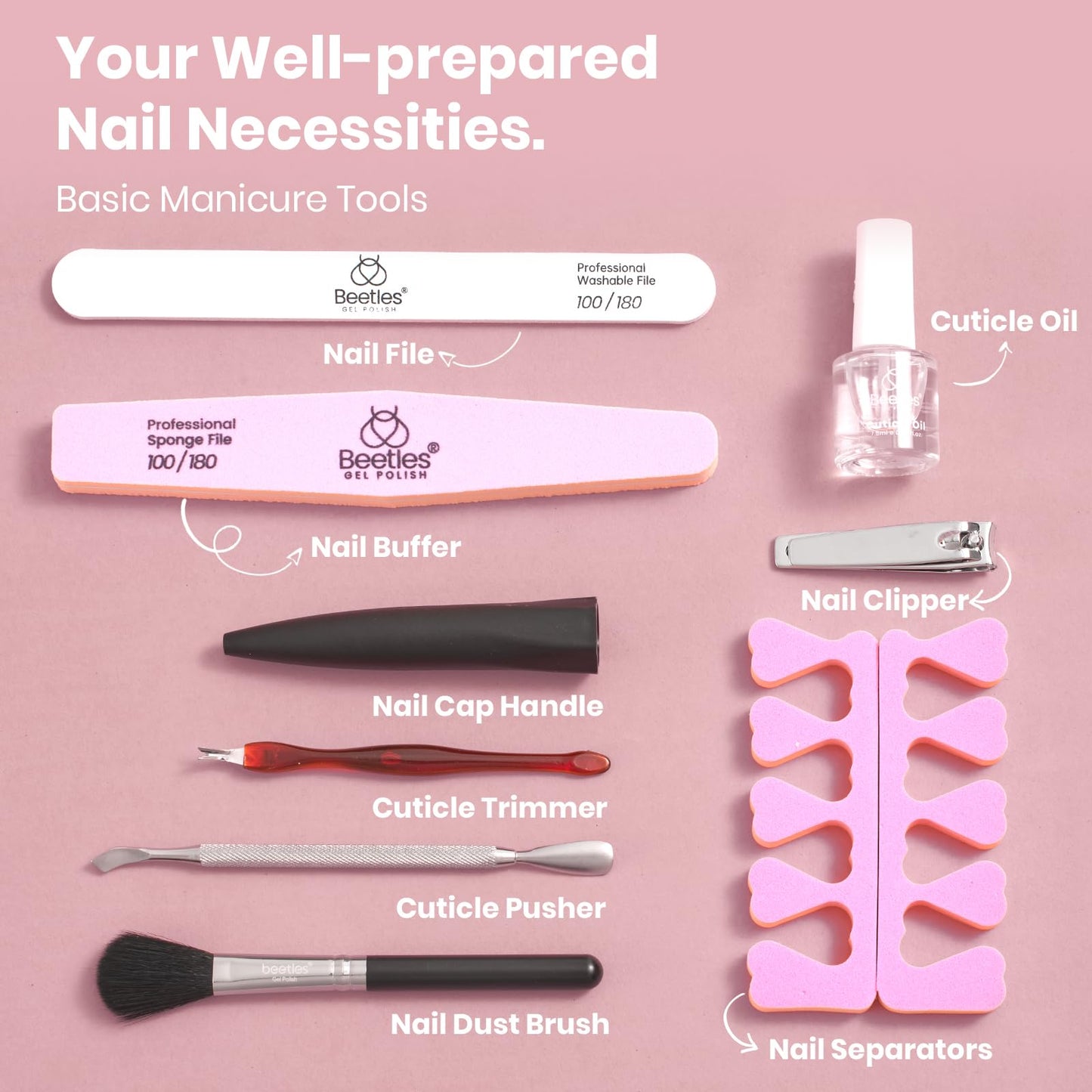 Kit de esmalte de uñas en gel Beetles con luz ultravioleta, lámpara LED de 48 W, 6 colores, kit de inicio de esmalte de uñas en gel nude, gris y rosa, manicura con remojo, regalo para niñas en casa