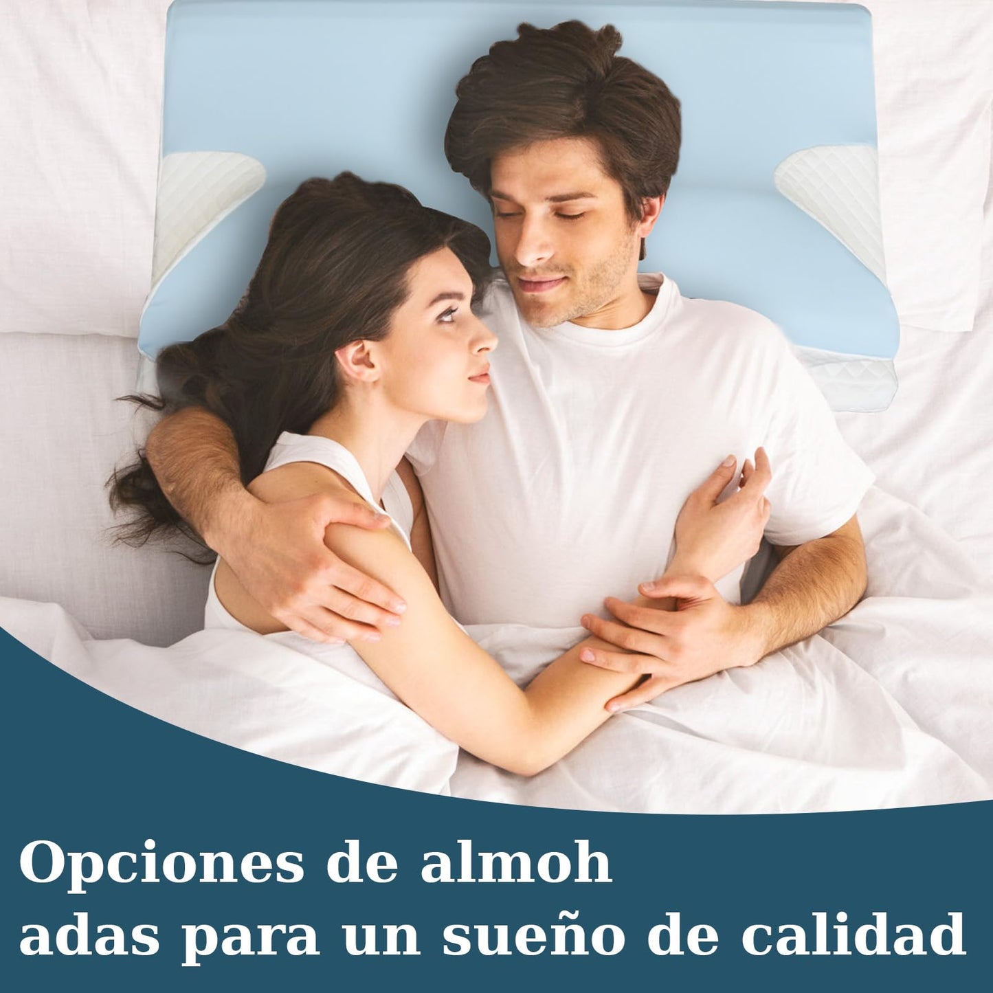 GALASALA Almohada Memory Foam, Almohada Cervical para Aliviar el Dolor de Cuello, Almohada Ortopédica Ergonómica para Boca Arriba, Personas Que Dormir de Lado o Boca Abajo, con Fundas de Almohada