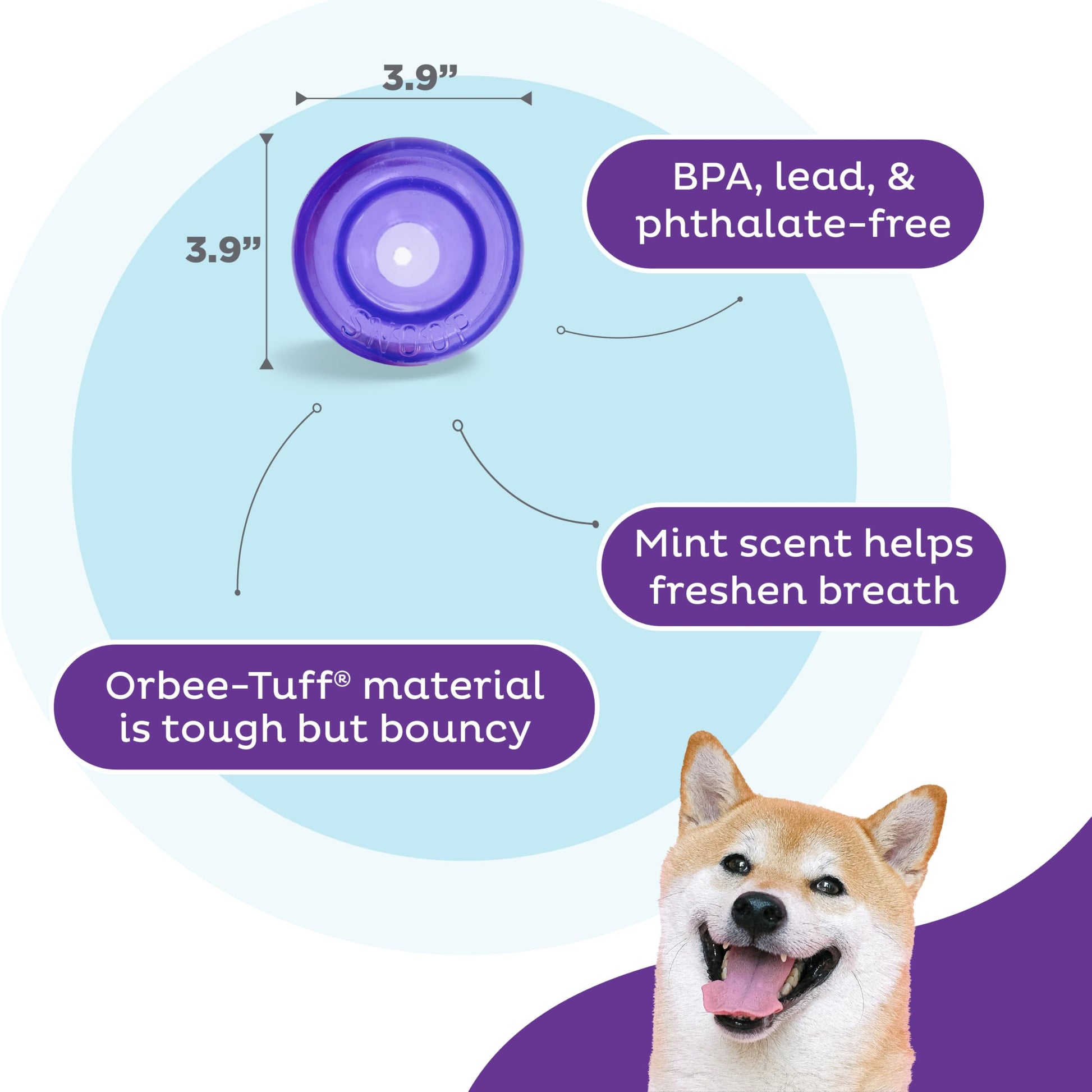 Juguete Interactivo Planet Dog Orbee-Tuff Lil' Snoop Morado dispensador de golosinas para Perro Pequeño