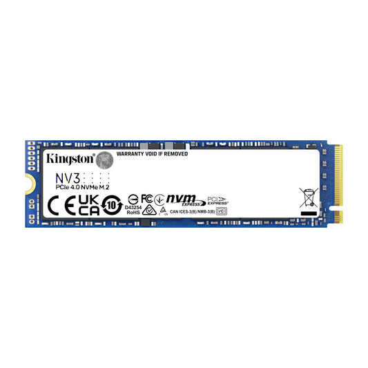 Kingston SSD NV3, Capacidad: 500GB, Factor de Forma: M.2 2280, Interfaz: NVMe PCIe Gen 4.0 x 4 Carriles, Lectura: 5000MB/s y Escritura: 3000MB/s, SKU: SNV3S/500G