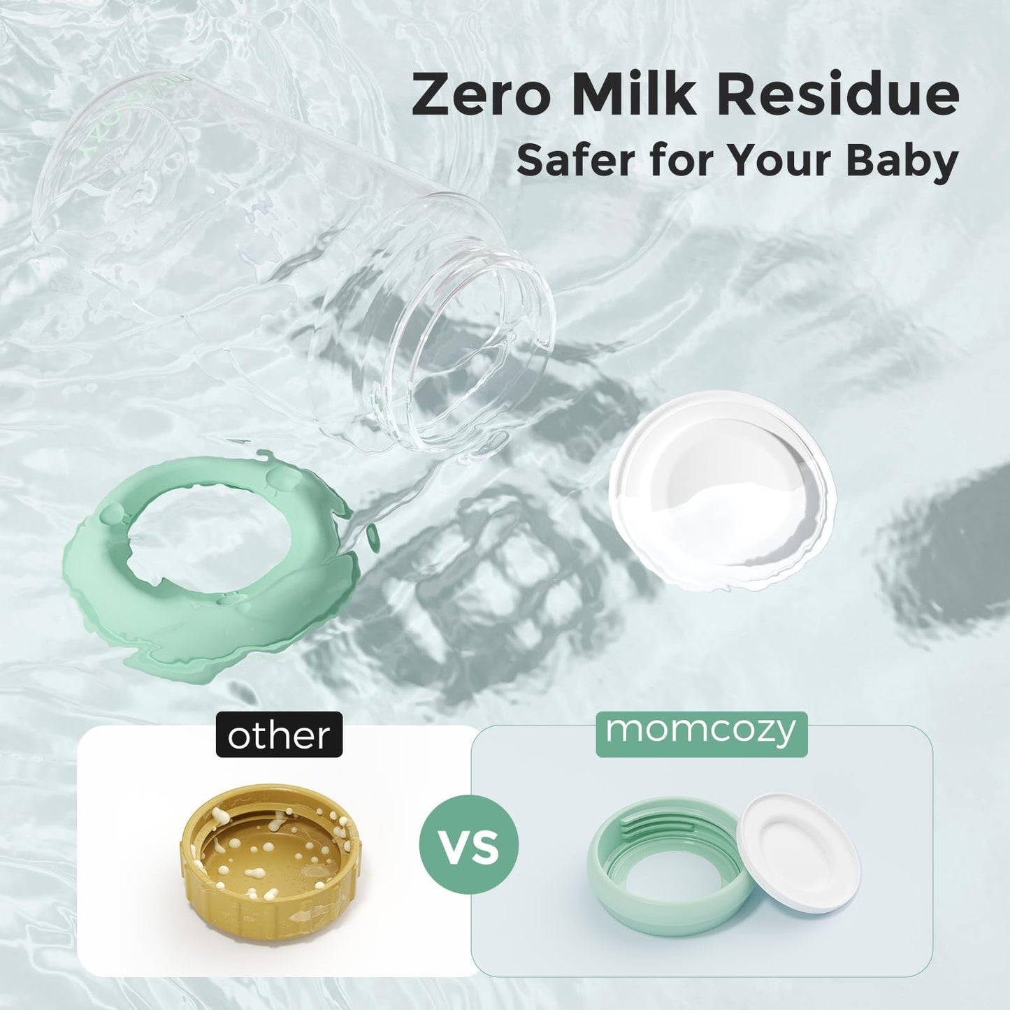 Momcozy Biberón Natural De Boca Ancha, Sin Bpa, Ideal Para Guardar Leche Materna En El Refrigerador Y El Enfriador De Leche, Esencial Para La Lactancia, 283 G (4 Unidades)