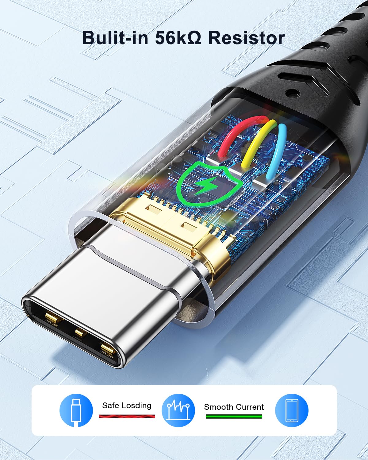 Cable USB C a USB A 3.1A, [3 Unidades 1M] Cable Tipo C Carga Rápida con Trenza de Nailon Compatible con iPhone 15 16 Plus Pro Max, Samsung S21 S22 S23 S23+ S23 Ultra S20 S10 S9 Note 20, Pixel 7