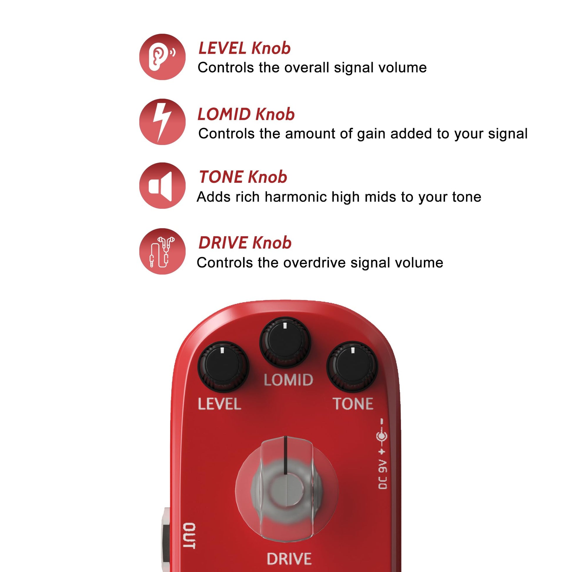 AZOR - Pedal de efecto de guitarra distorsión analógica clásico efecto distorsión para guitarra eléctrica True Bypass