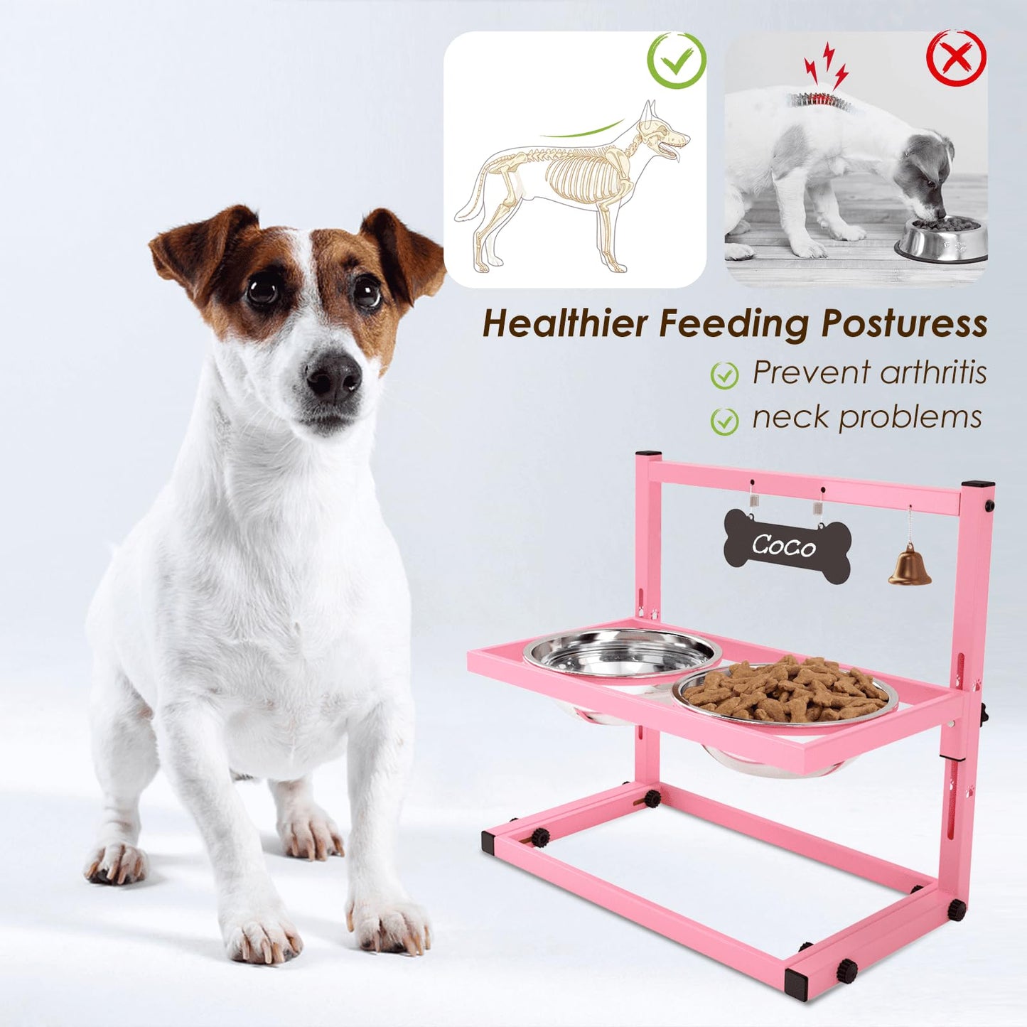 Cuencos Elevados SHAINFUN Acero Inoxidable para Perros Pequeños y Medianos con Soporte Ajustable