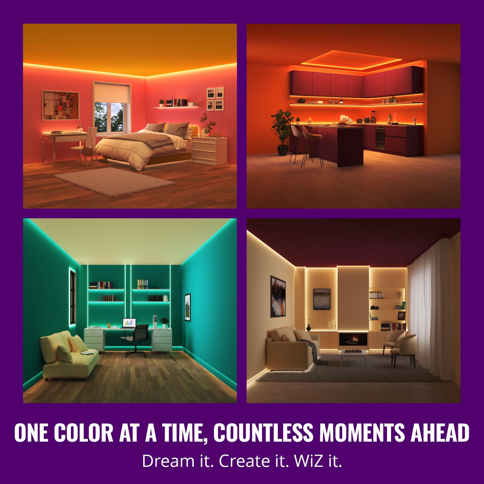 Tira de Luz LED WiZ Connected Multicolor 100 Pies con Control de Voz y App para Hogar Inteligente