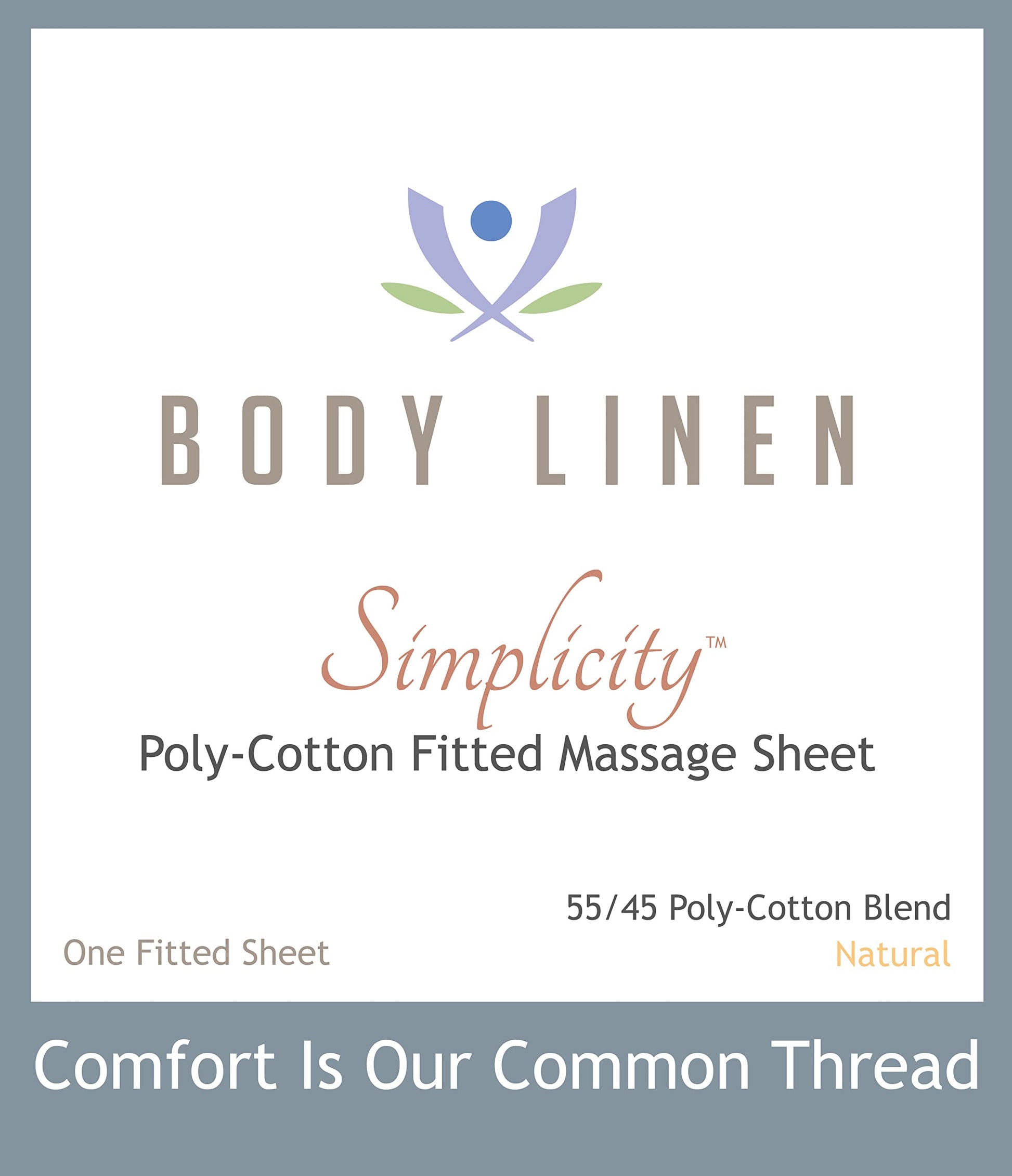Body Linen Simplicity - Sábanas bajeras de polialgodón para mesa de masaje, 180 hilos, ajuste espacioso para mesas de 28 a 32 pulgadas de ancho, suaves y duraderas. Disponible en blanco, natural y gris. (1 paquete natural)