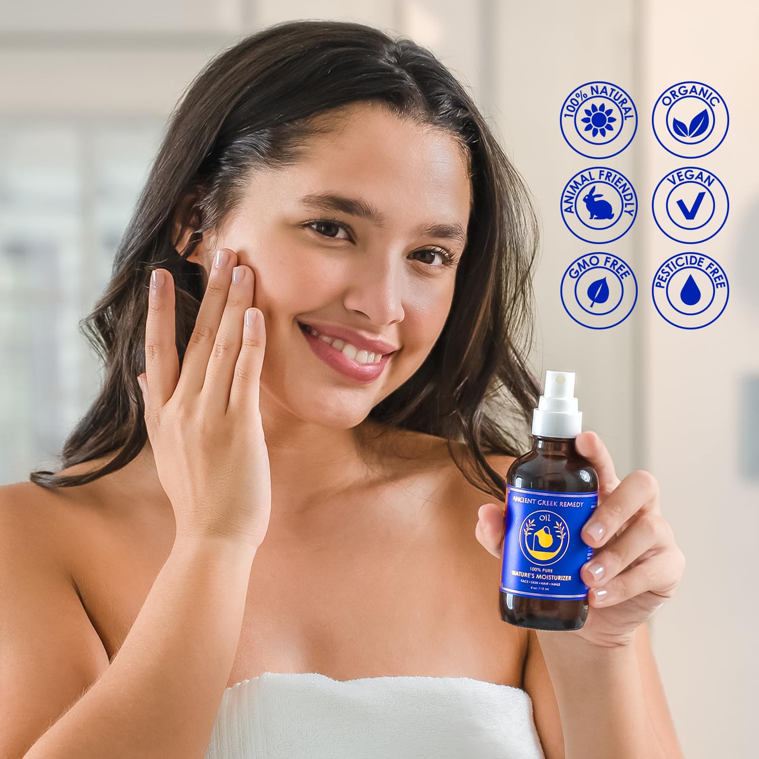 Organic Olive, Lavender, Almond, and Grapeseed Oil Blend with Vitamin E - Daily Moisturizer for Skin, Hair, Face, Nails, and Scalp - Cold Pressed Full Body Oil for Men and Women.