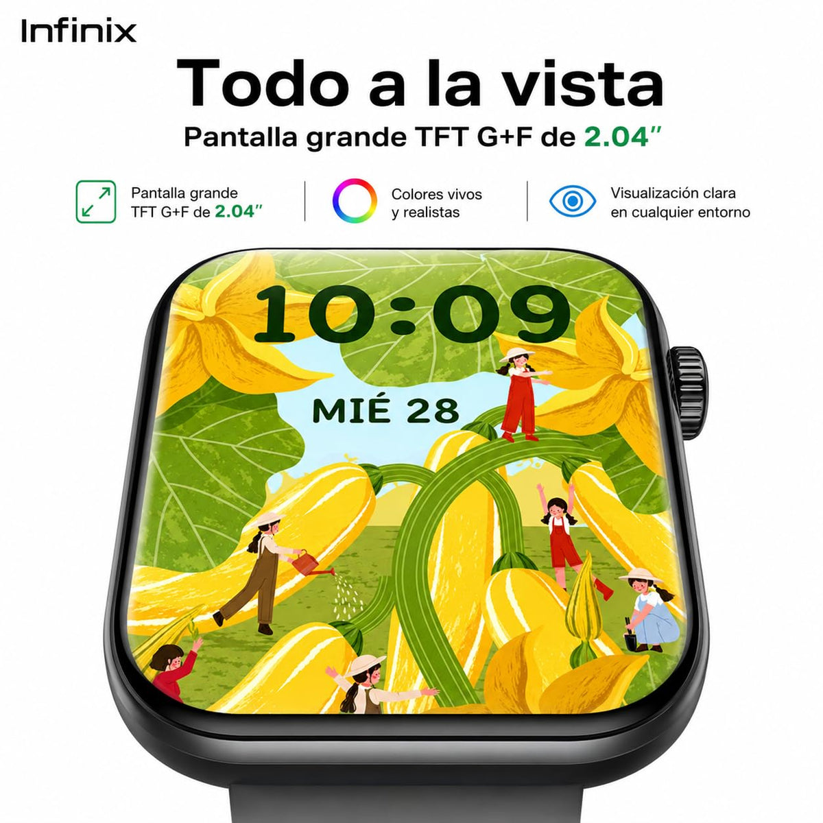 Smartwatch Infinix Xwatch H4 Negro con Llamadas Bluetooth 5.3 Pantalla 2.04'' LCD