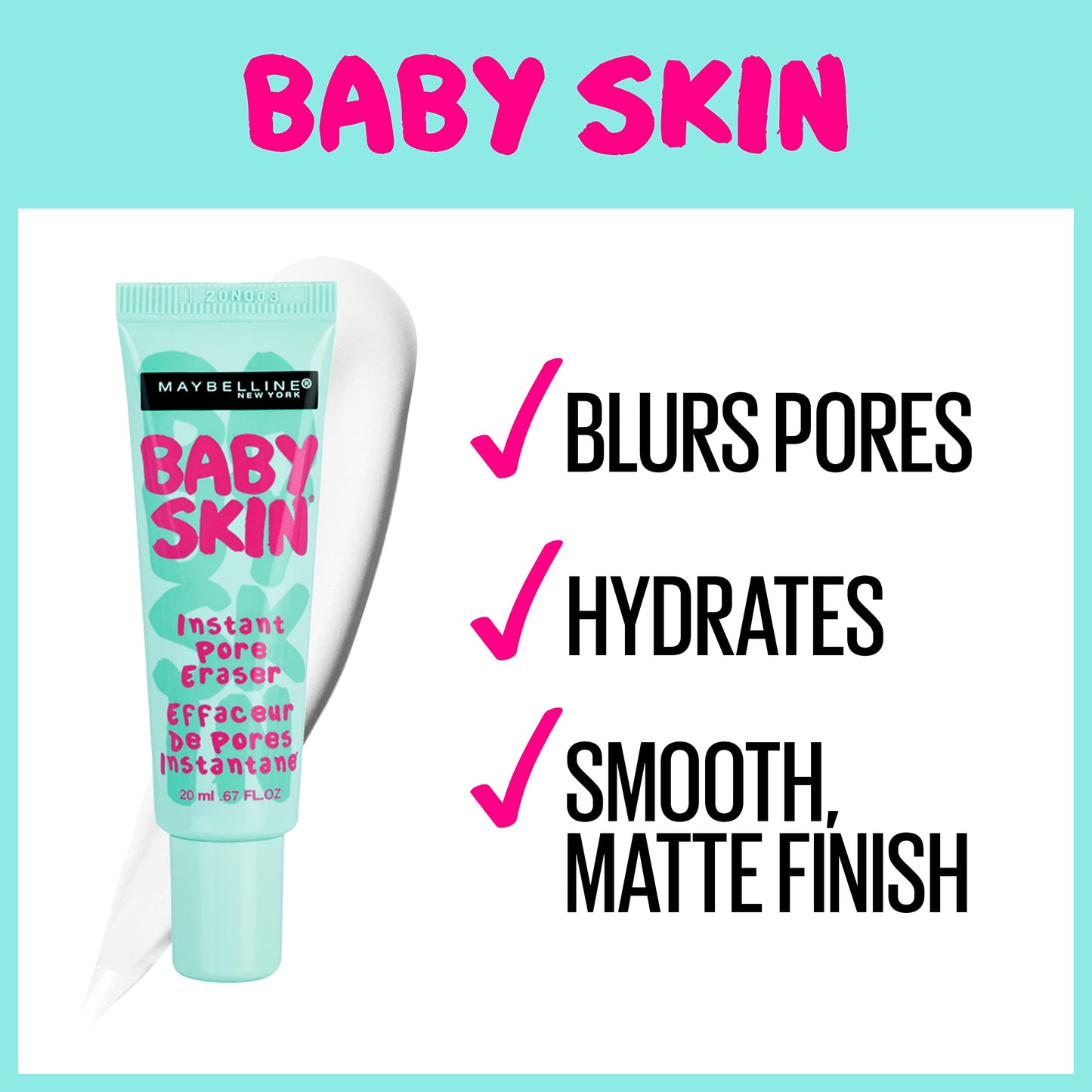 Maybelline Primer Baby Skin Pore Eraser, color Transparente, 20 ml