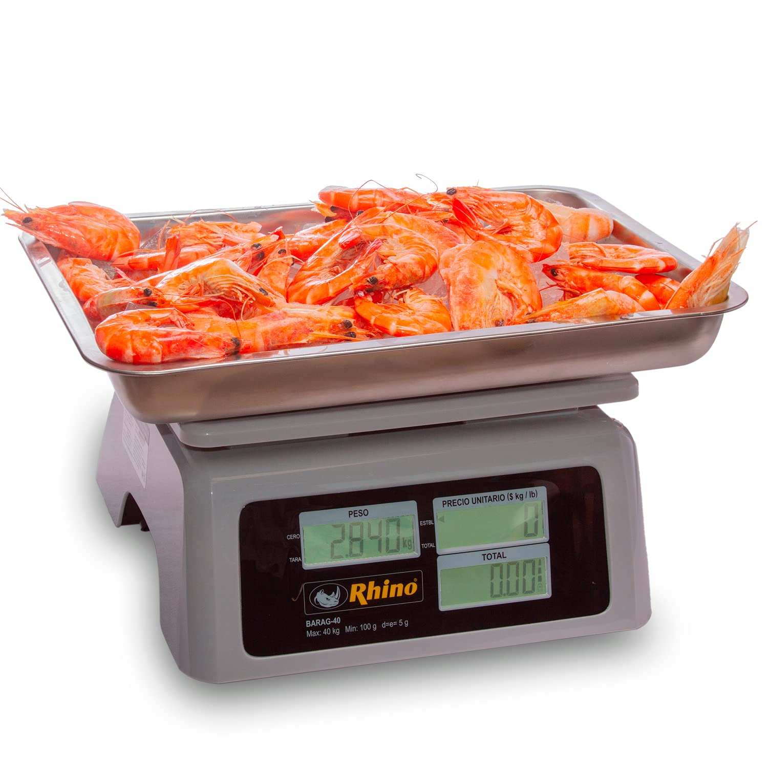 Báscula Digital RHINO 40 kg a prueba de agua con Caja Registradora y TARA