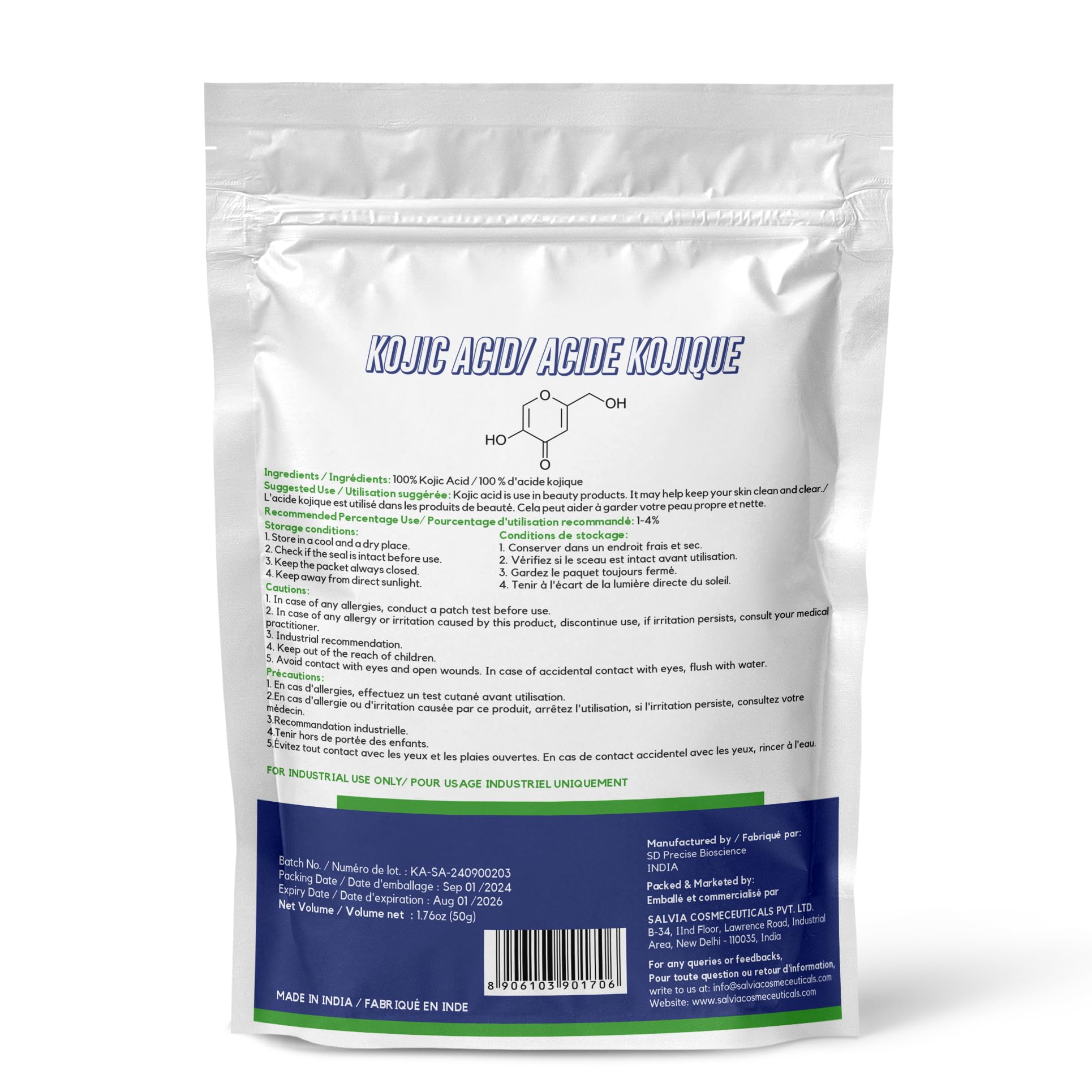 Myoc Kojic Acid Powder-1.76 Oz, Kojic Acid Powder for Skin Care, Kojic Acid Powder for Skin, Kojic Acid for clean & clear skin, Kojic Acid Powder Bulk, Kojic Acid Powder Pure Kojic Acid Powder for DIY